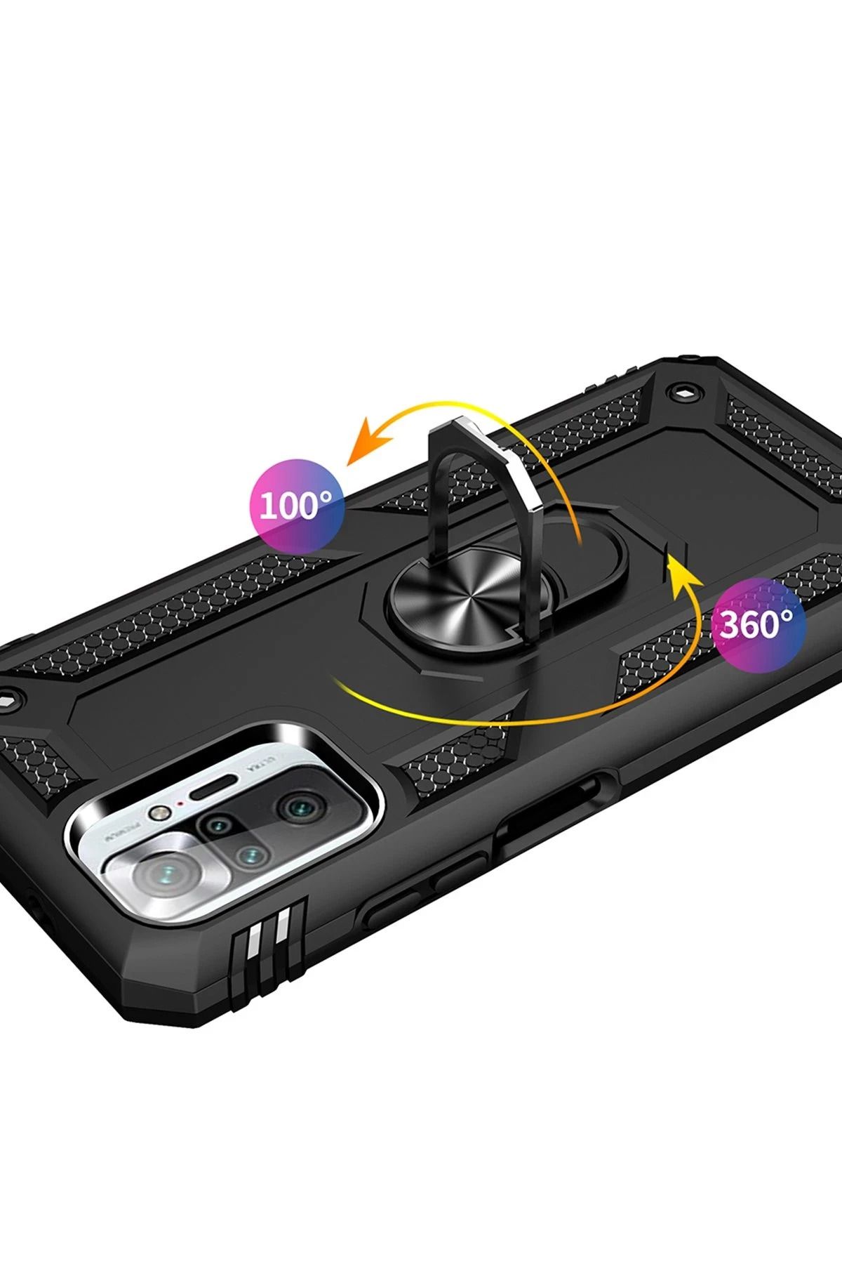 NewFace Xiaomi Redmi Note 10 Pro Kılıf Sofya Yüzüklü Silikon Kapak - Siyah GLSTD