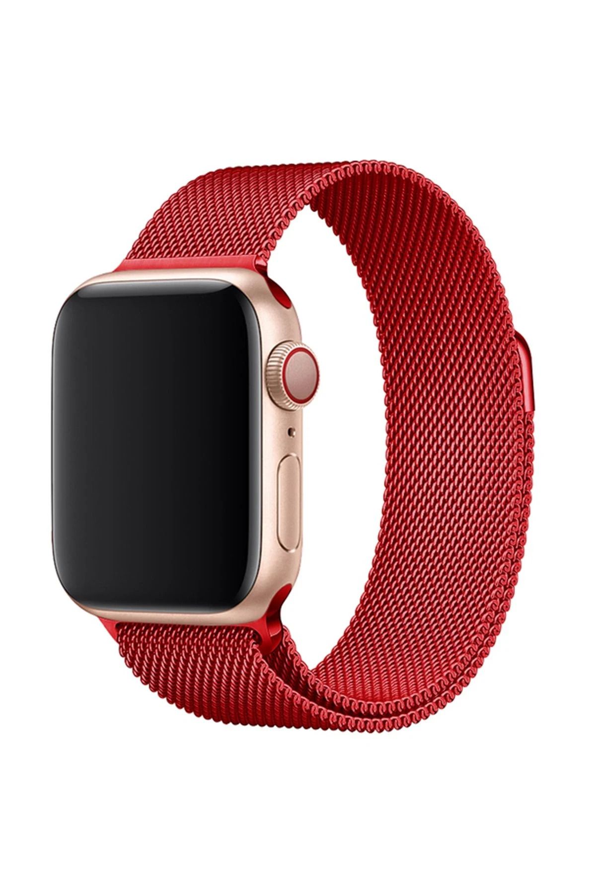 NewFace Apple Watch 38mm Metal Mıknatıslı Kordon - Kırmızı SVLRS