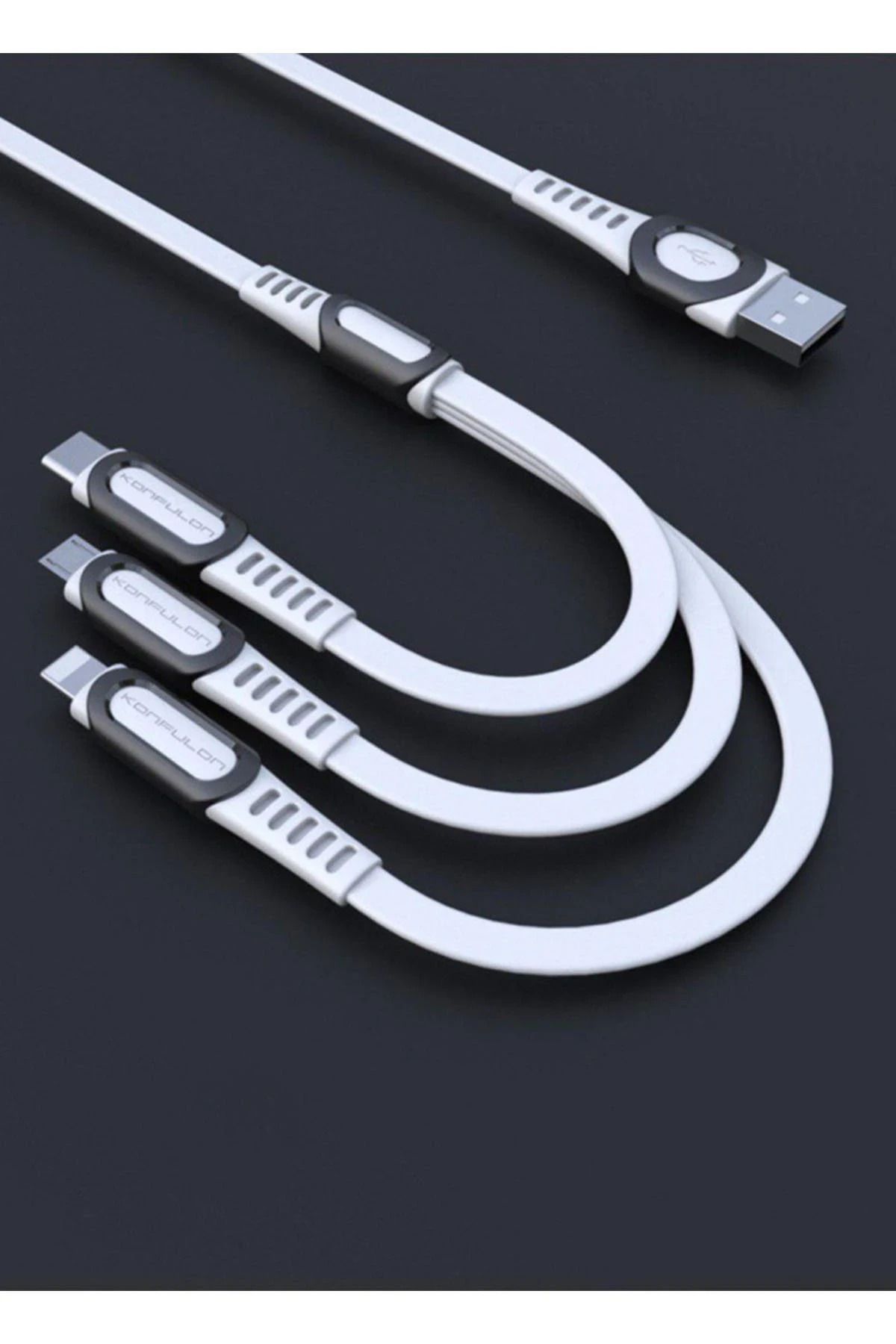 Konfulon DC19 3in1 USB Kablo 1.3M 3A - Beyaz GLSTD