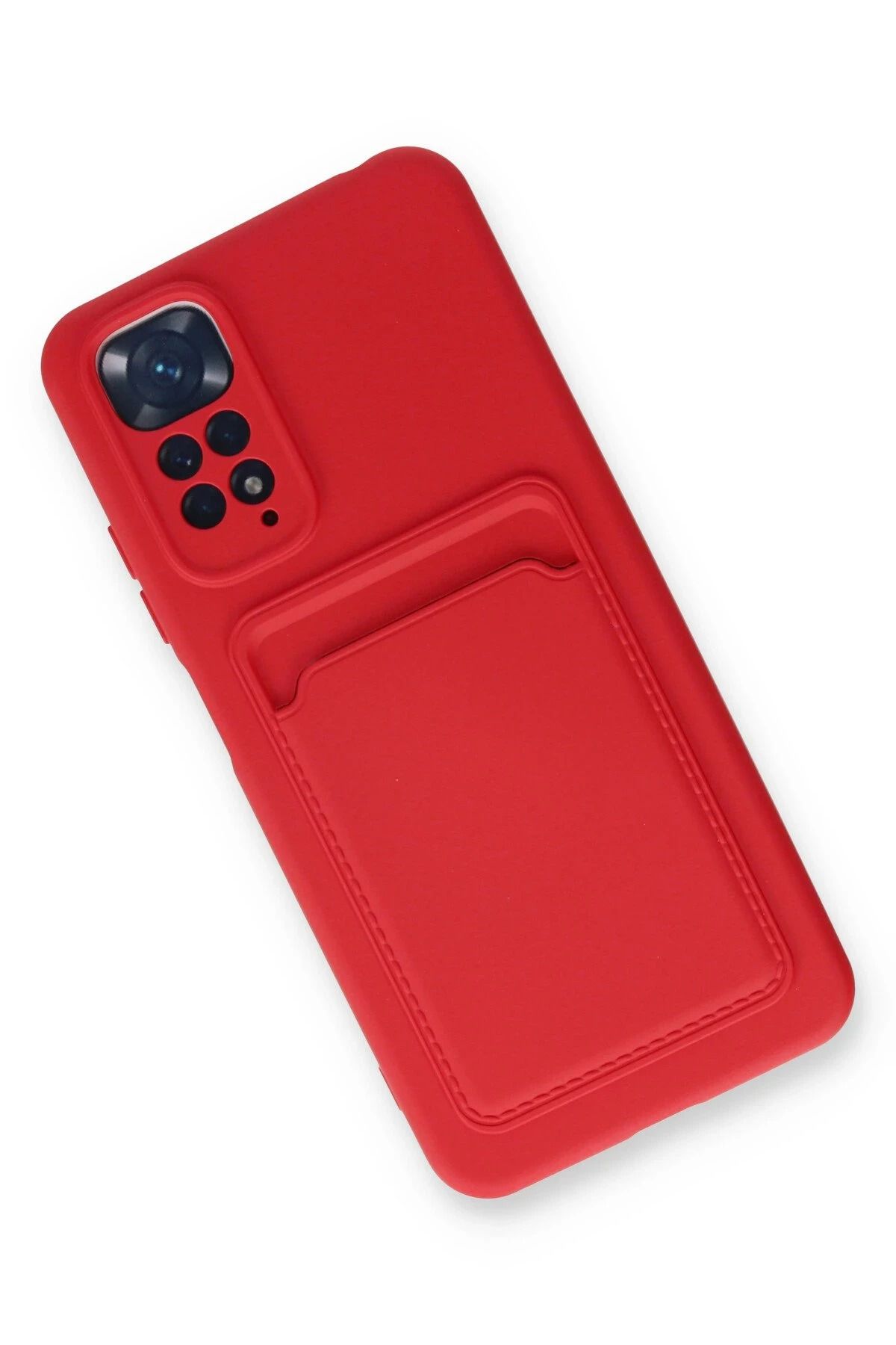 NewFace Xiaomi Redmi Note 11S Kılıf Kelvin Kartvizitli Silikon - Kırmızı WLZOR