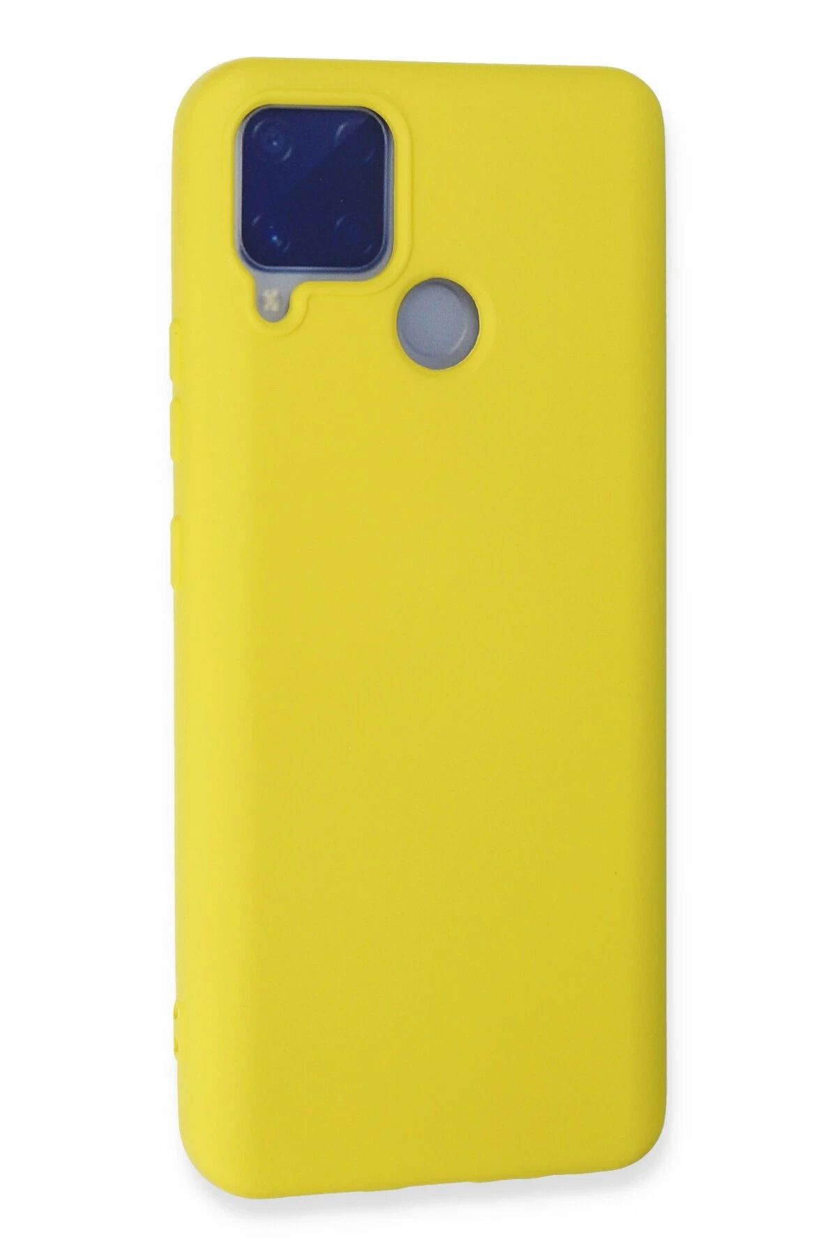 NewFace Realme C15 Kılıf Nano içi Kadife Silikon - Sarı GLSTD