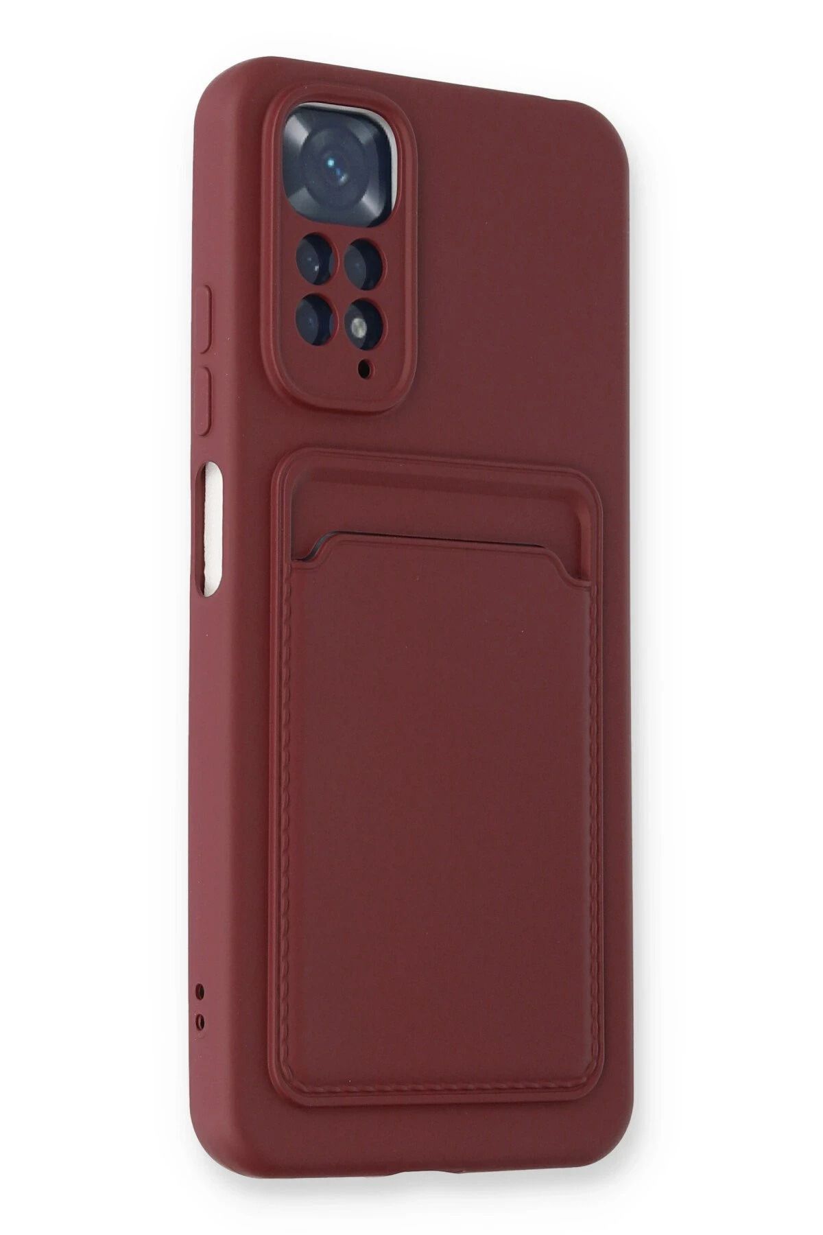 NewFace Xiaomi Redmi Note 11S Kılıf Kelvin Kartvizitli Silikon - Bordo WLZOR