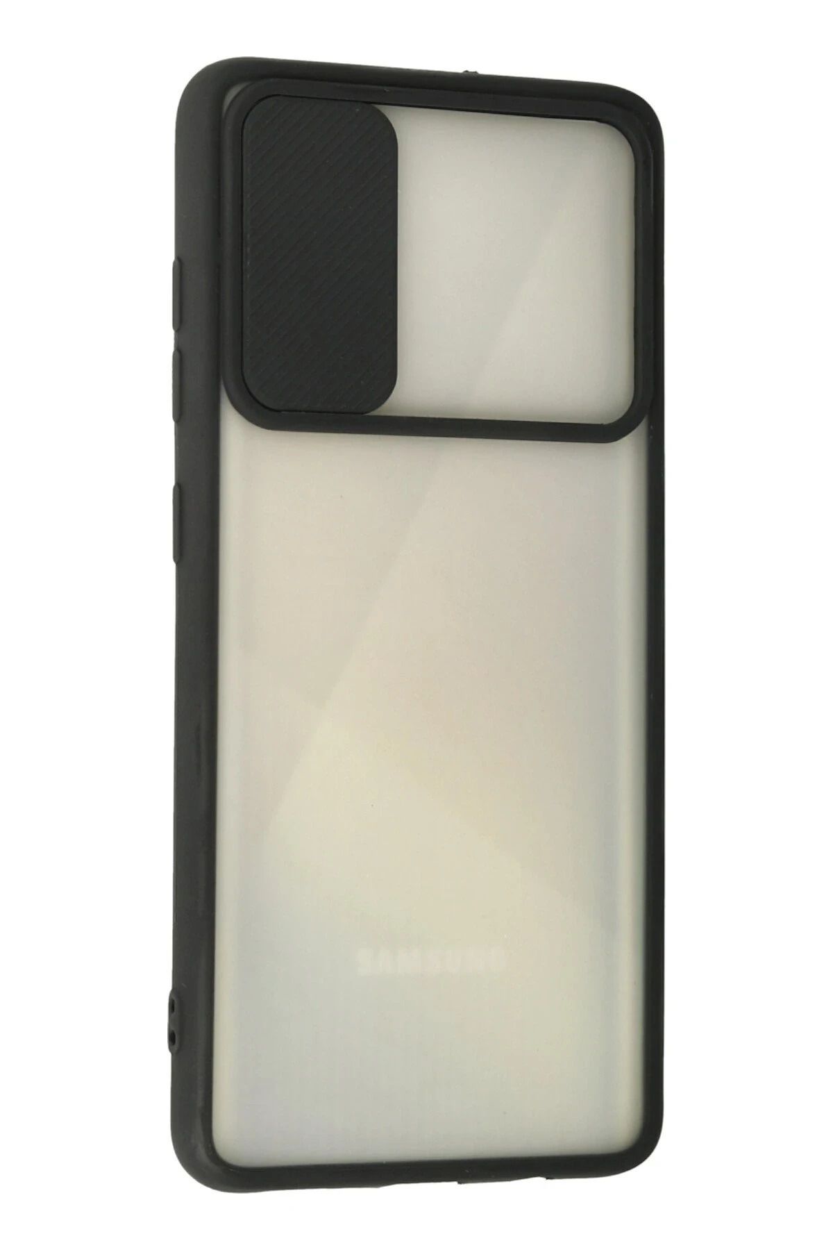 NewFace Samsung Galaxy A71 Kılıf Palm Buzlu Kamera Sürgülü Silikon - Siyah GLSTD