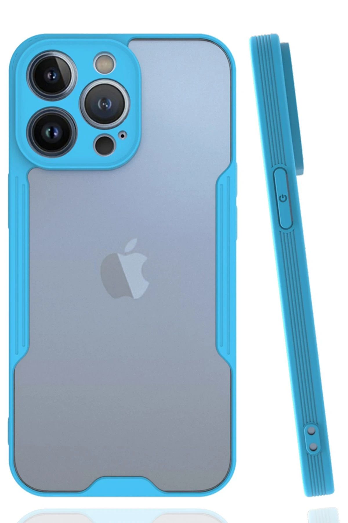 NewFace iPhone 14 Pro Max Kılıf Platin Silikon - Mavi WLZOR