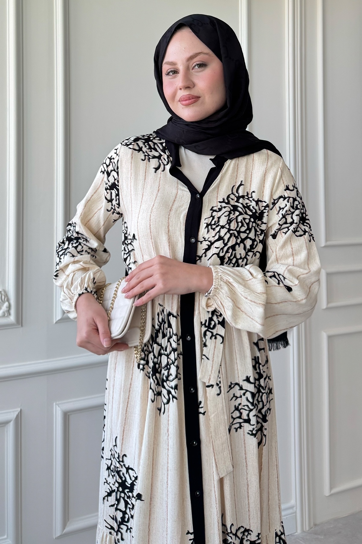 InStyle-Colorful Black Viscose Dress with Piping Detail 5