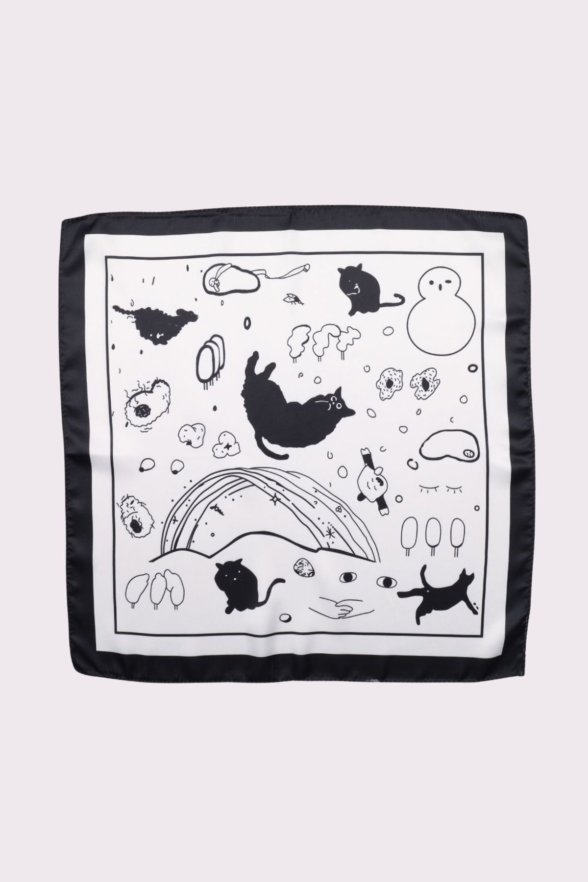 NOTHING-Cat Pattern Satin Scarf 3