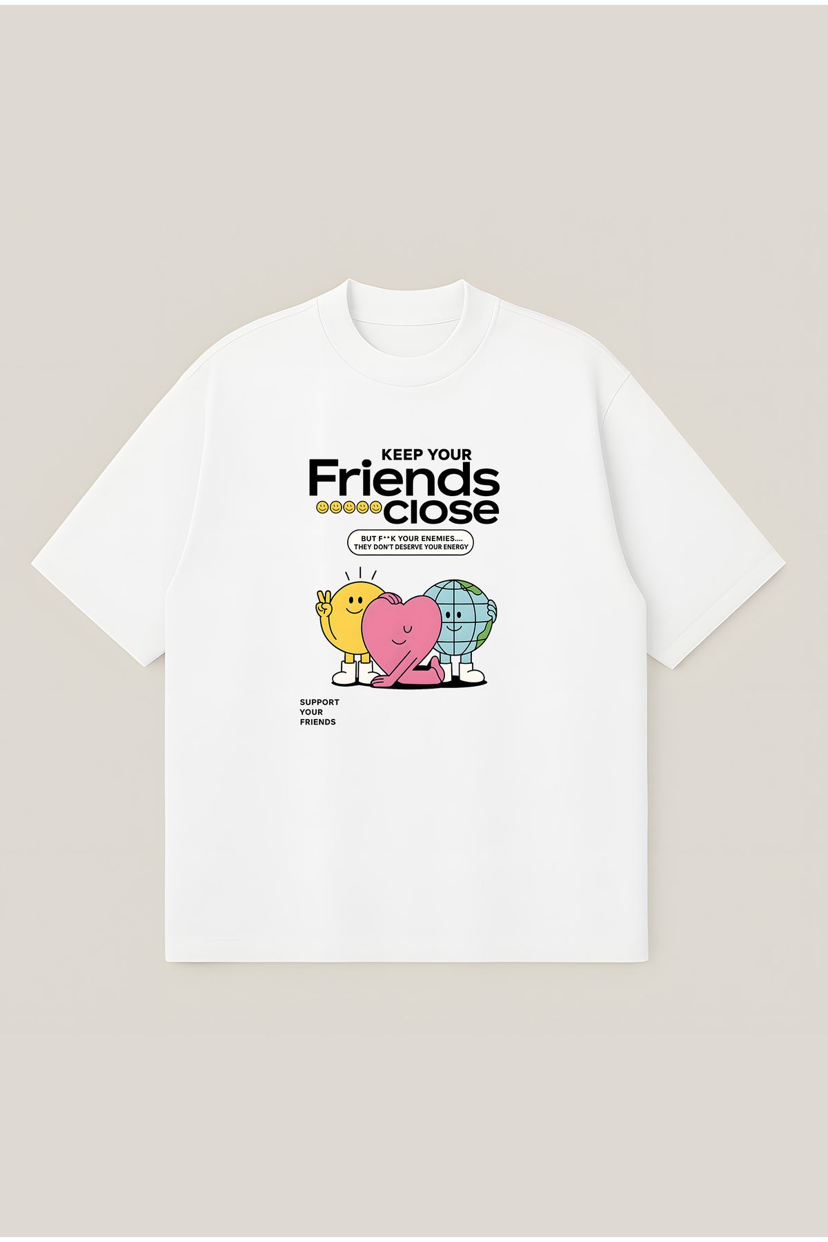 Moon Dancer Close Friends Unisex Oversize Baskılı Boxy Fit Kalın Kumaşlı T-shirt
