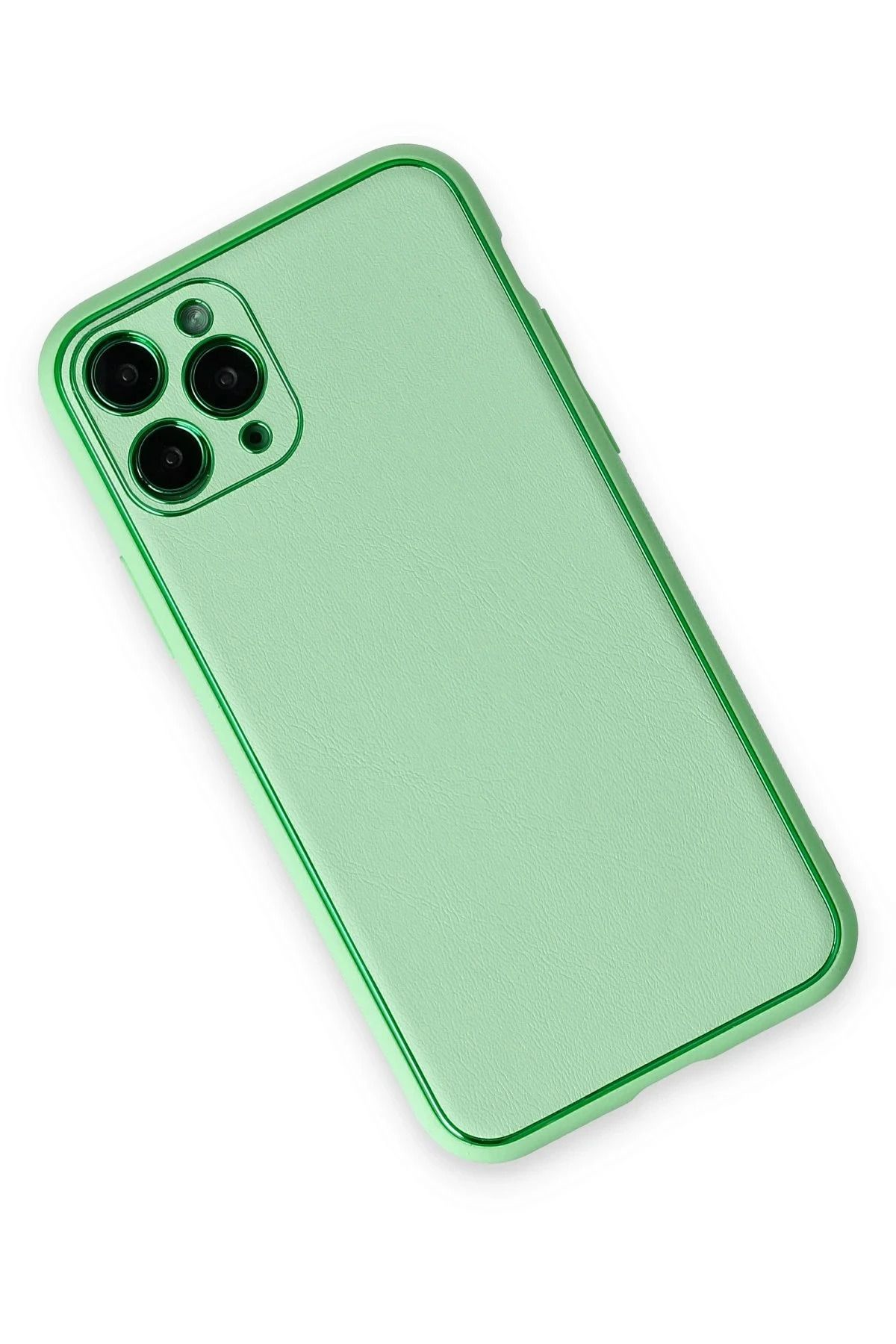 NewFace iPhone 11 Pro Kılıf Coco Deri Silikon Kapak - Açık Yeşil GLSTD