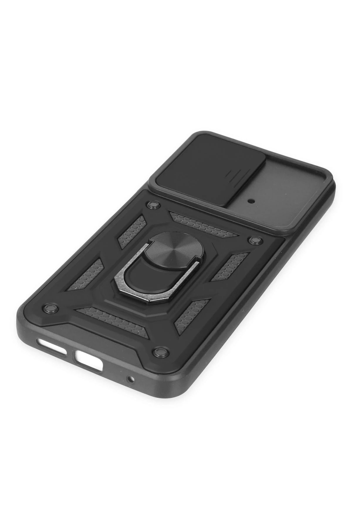 NewFace Xiaomi Poco M4 Pro 4G Kılıf Pars Lens Yüzüklü Silikon - Siyah GLSTD