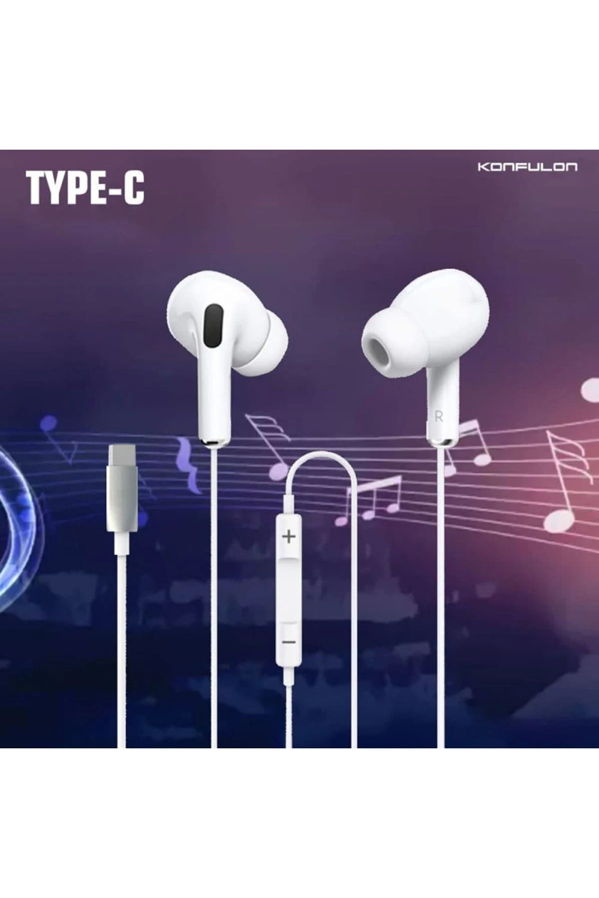Konfulon INA16 Type-C Kablolu Kulak İçi Kulaklık - Beyaz SVLRS