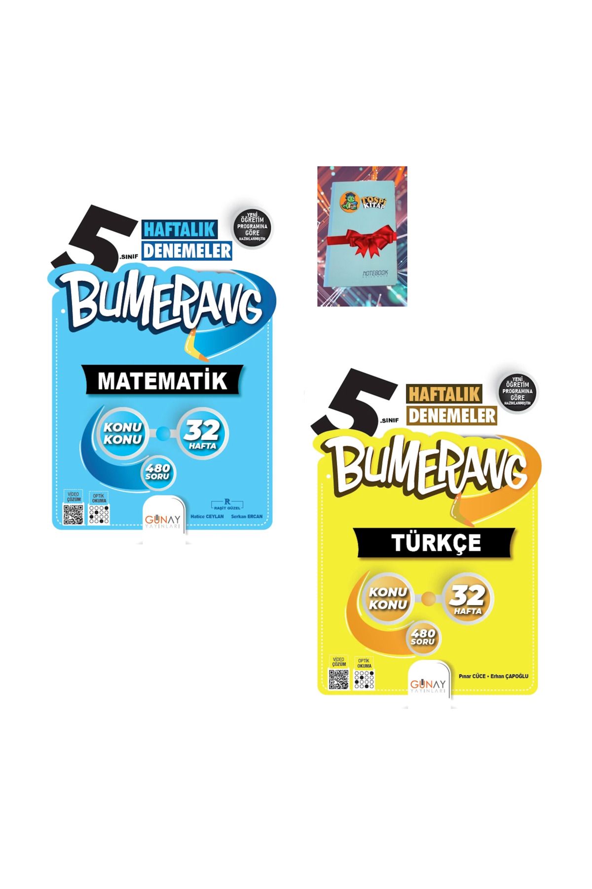 Günay Yayınları Bumerang 32 Haftalık MATEMATİK + TÜRKÇE Denemeleri (NOT DEFTERİ HEDİYE)