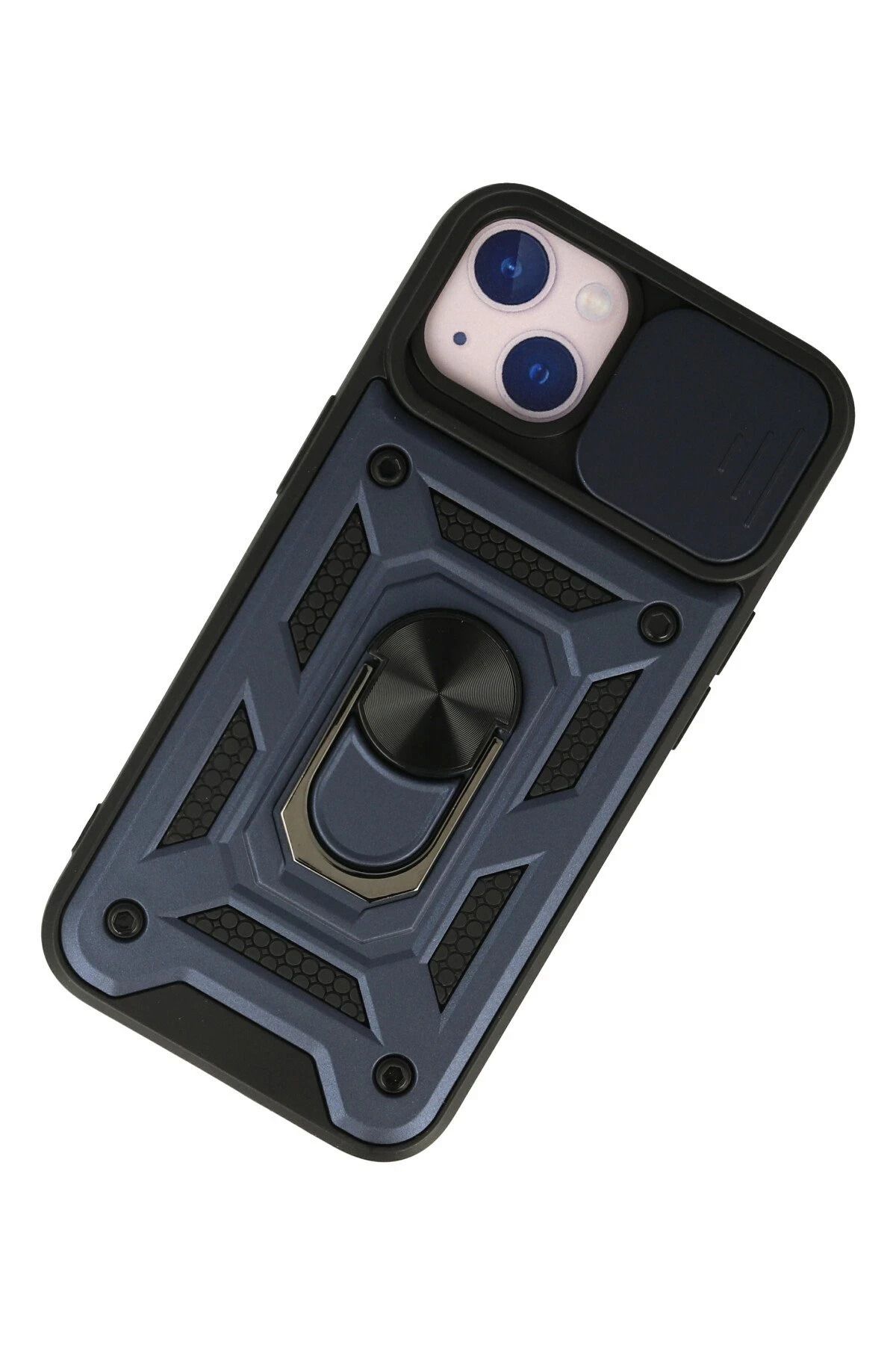 NewFace iPhone 15 Kılıf Pars Lens Yüzüklü Silikon - Lacivert GLSTD
