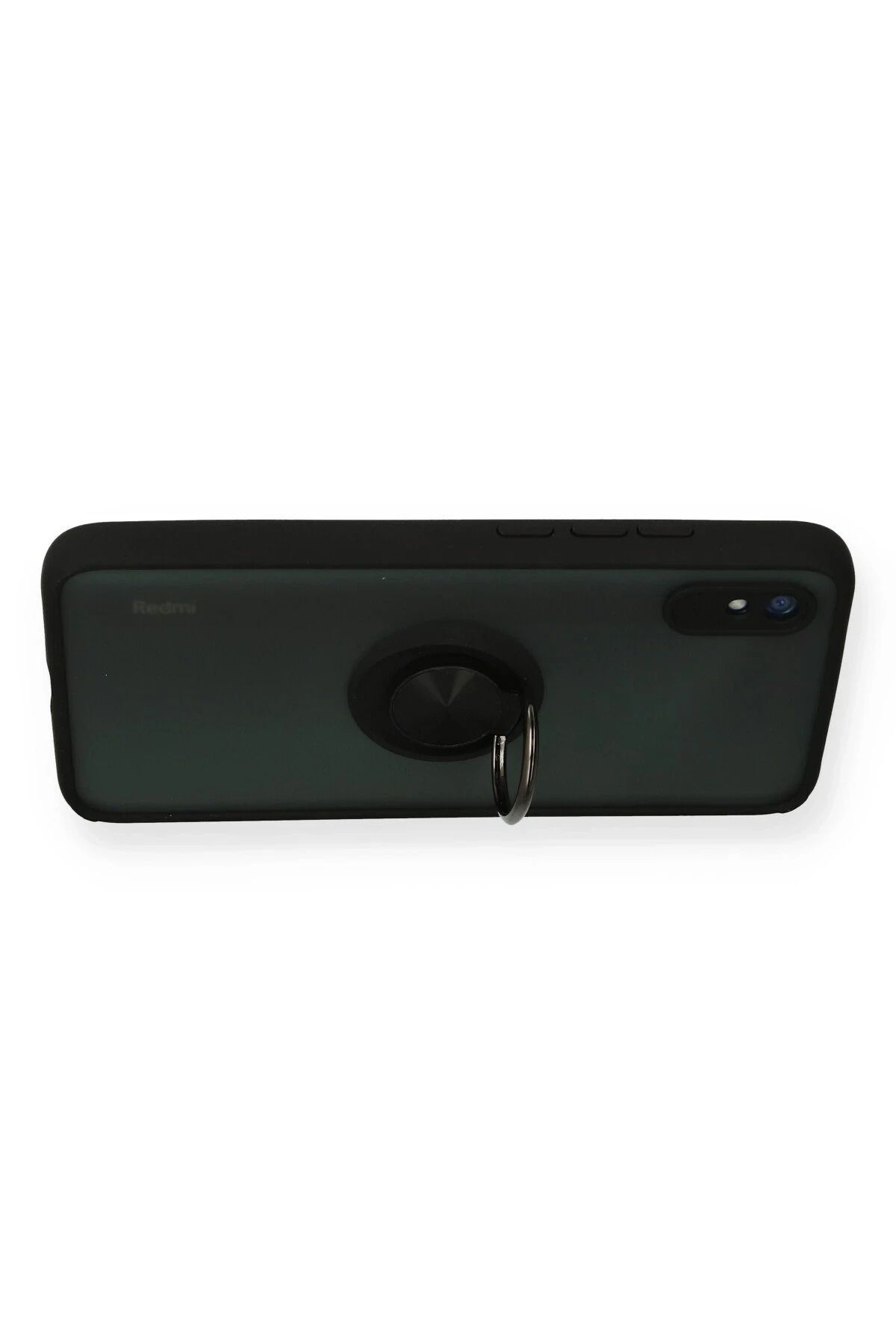 NewFace Xiaomi Redmi 9A Kılıf Montreal Yüzüklü Silikon Kapak - Siyah SVLRS