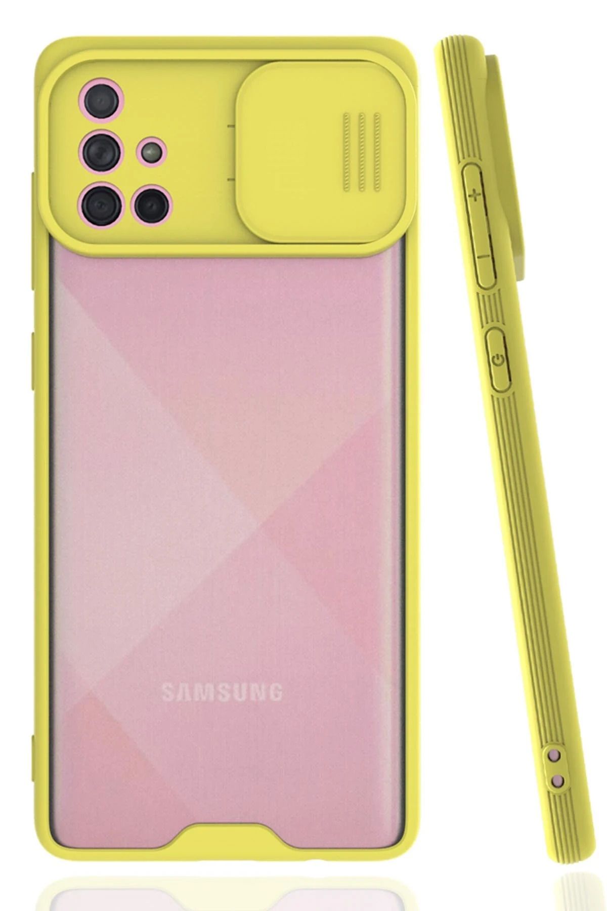 NewFace Samsung Galaxy A71 Kılıf Platin Kamera Koruma Silikon - Sarı SVLRS