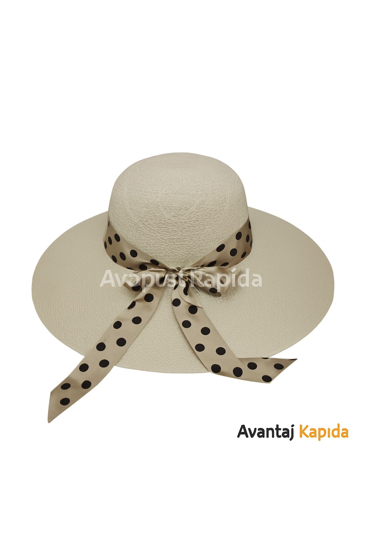 Avantaj Kapıda Kadın Yazlık Hasır Şapka - Geniş Kenarlı UV Koruyucu, Kurdele Detaylı