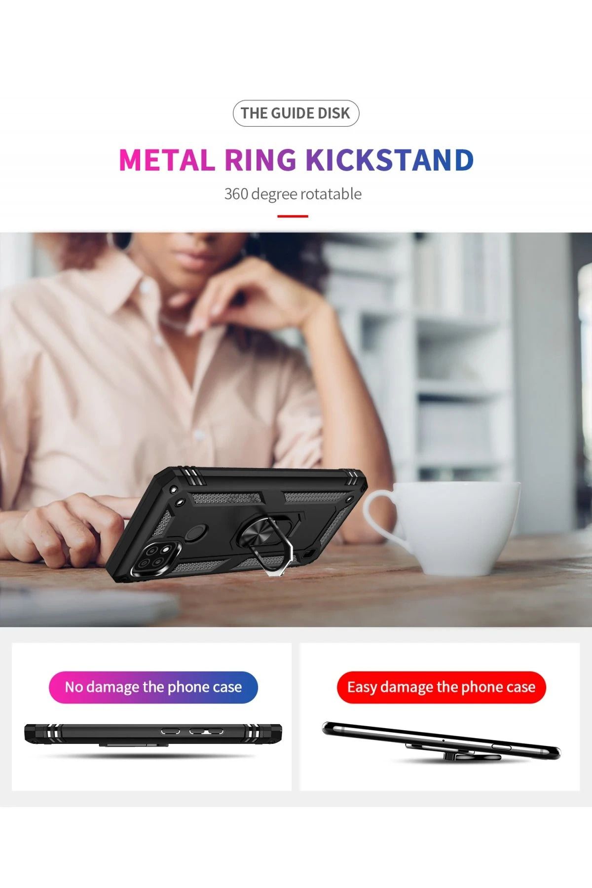 NewFace Realme C21 Kılıf Sofya Yüzüklü Silikon Kapak - Siyah GLSTD