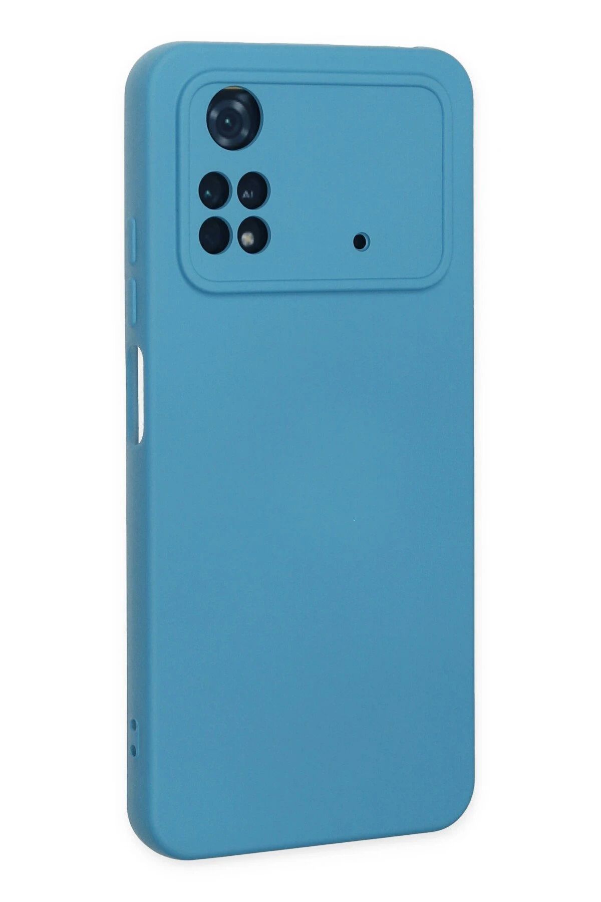 NewFace Xiaomi Poco M4 Pro 4G uyumlu Kılıf Nano içi Kadife Silikon - Mavi GLSTD