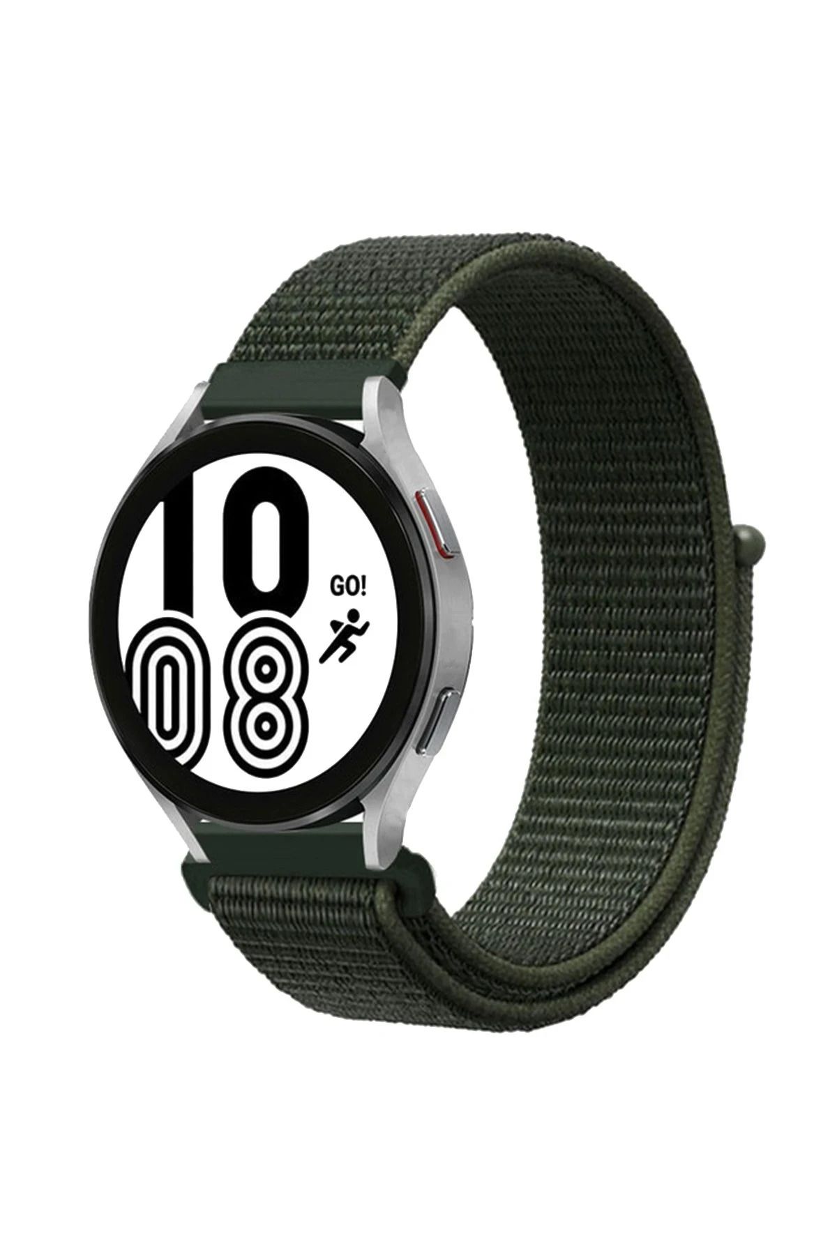 NewFace Samsung Galaxy Watch 4 Hasırlı Cırtcırtlı Kordon - Haki Yeşil WLZOR