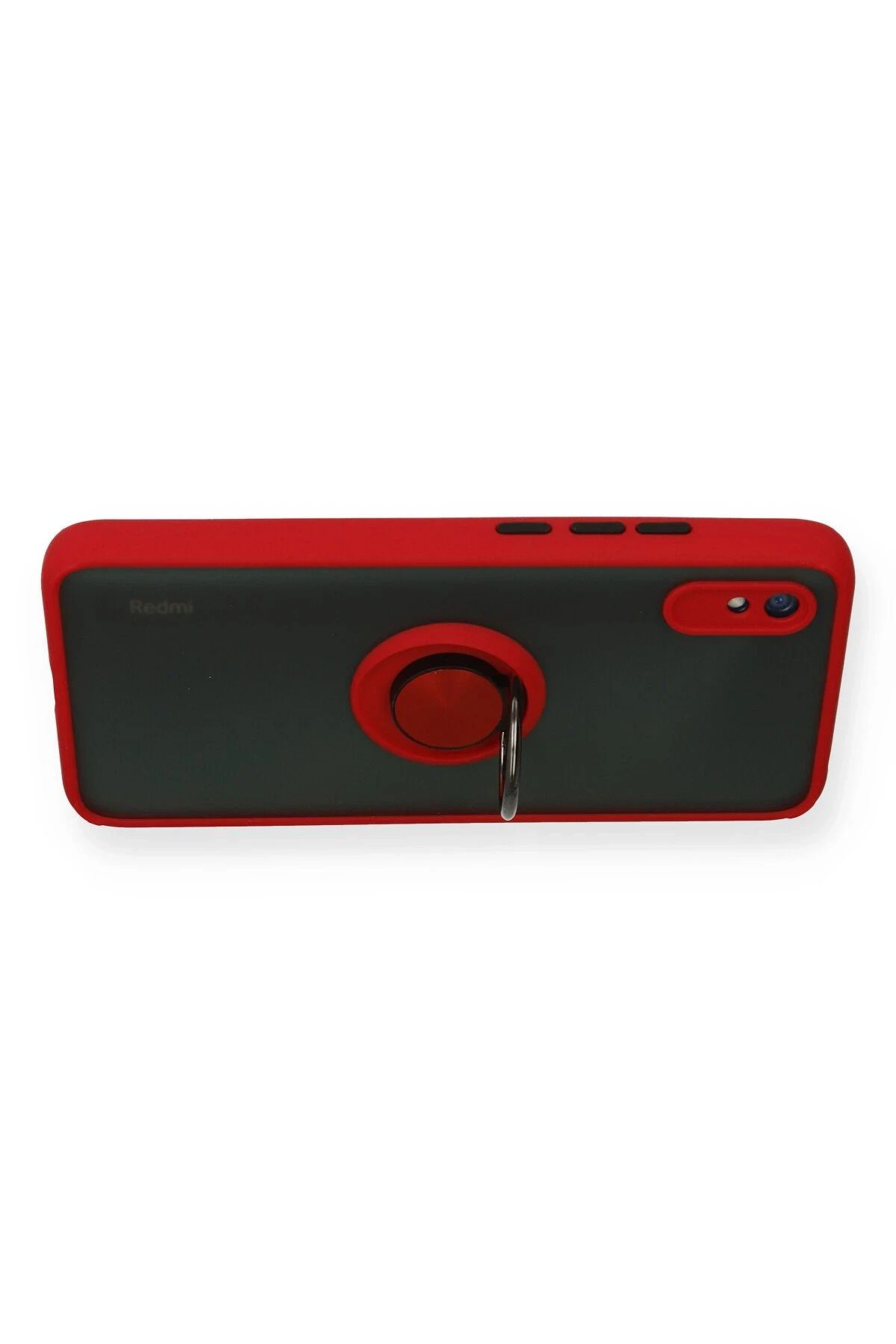NewFace Xiaomi Redmi 9A Kılıf Montreal Yüzüklü Silikon Kapak - Kırmızı SVLRS