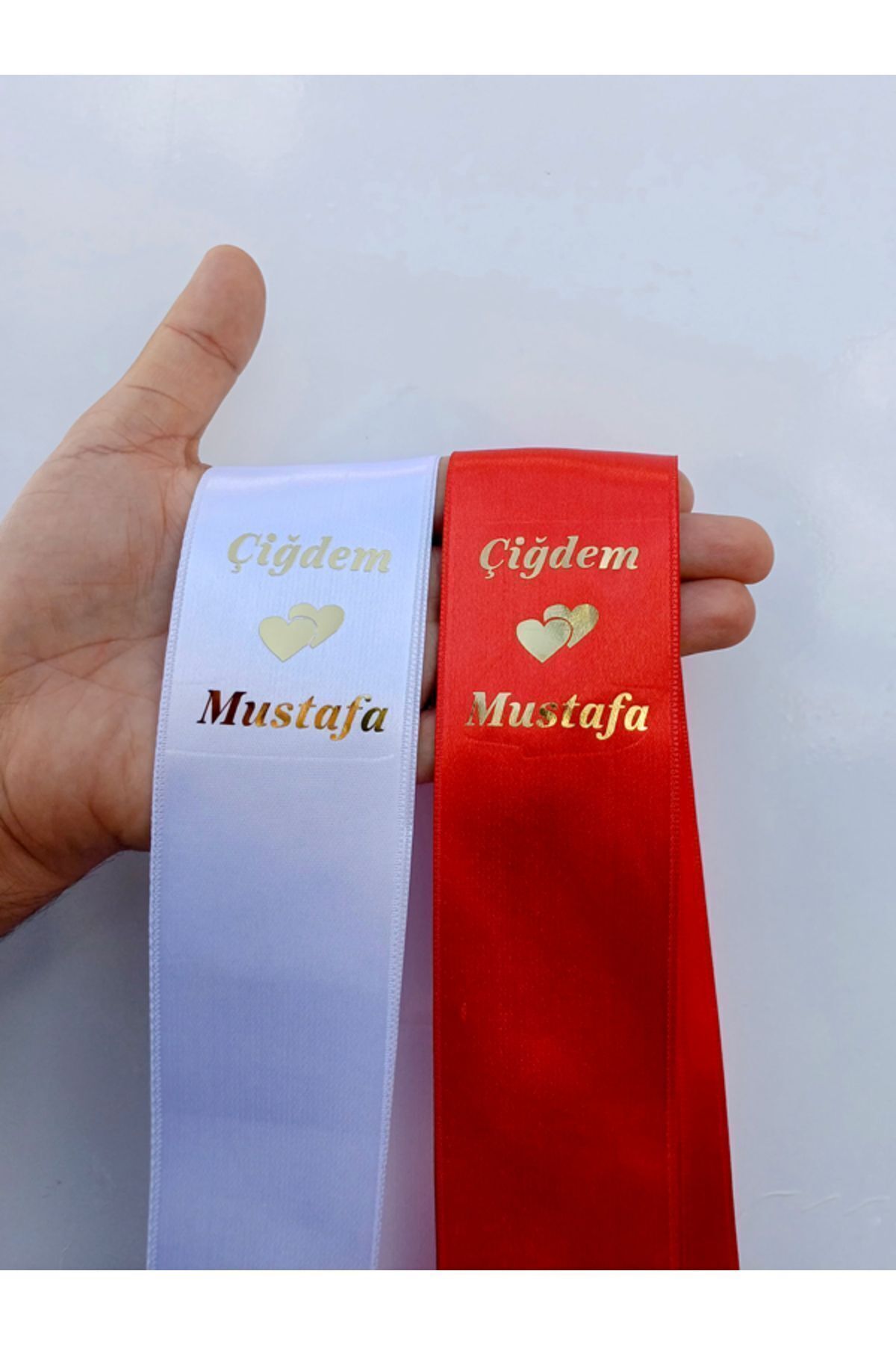 imzatasarım Kişiye Özel Isim Yazılı Takı Kurdelesi Gold Gümüş Baskılı (TARİHSİZDİR)