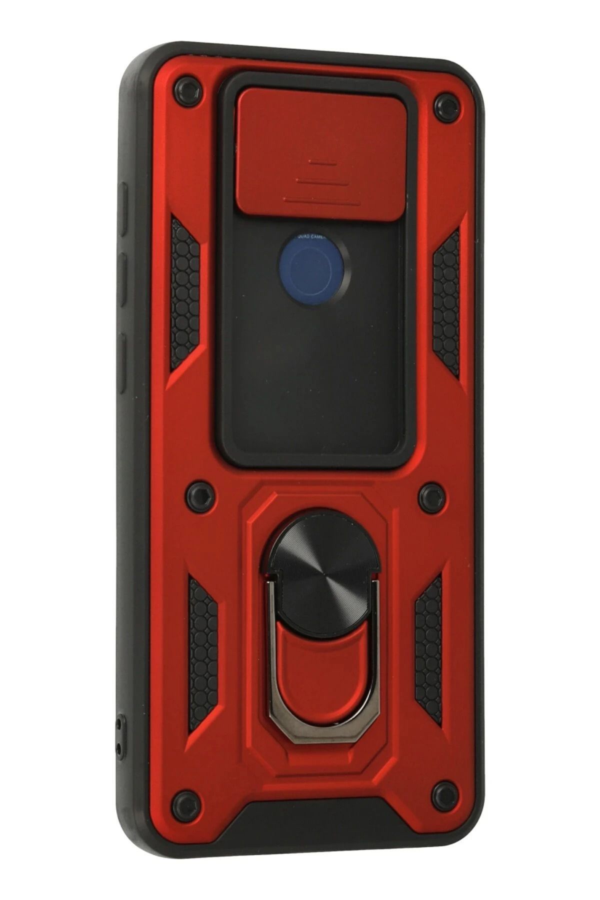 NewFace Xiaomi Redmi Note 9 Kılıf Pars Lens Yüzüklü Silikon - Kırmızı GLSTD