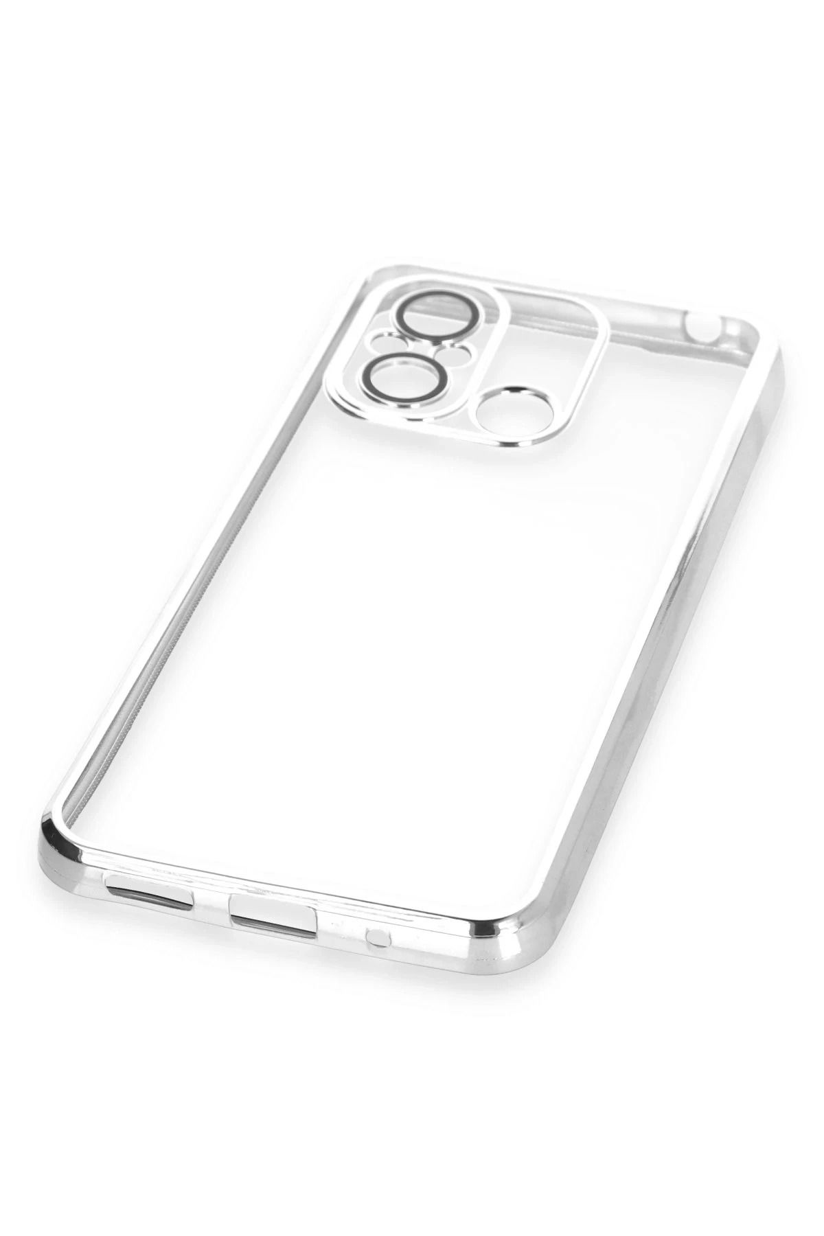 NewFace Xiaomi Redmi 12C Kılıf Lensli Silikon - Gümüş GLSTD