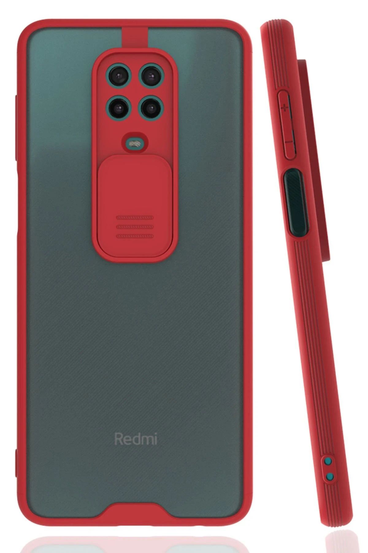 NewFace Xiaomi Redmi Note 9 Pro Kılıf Platin Kamera Koruma Silikon - Kırmızı GLSTD