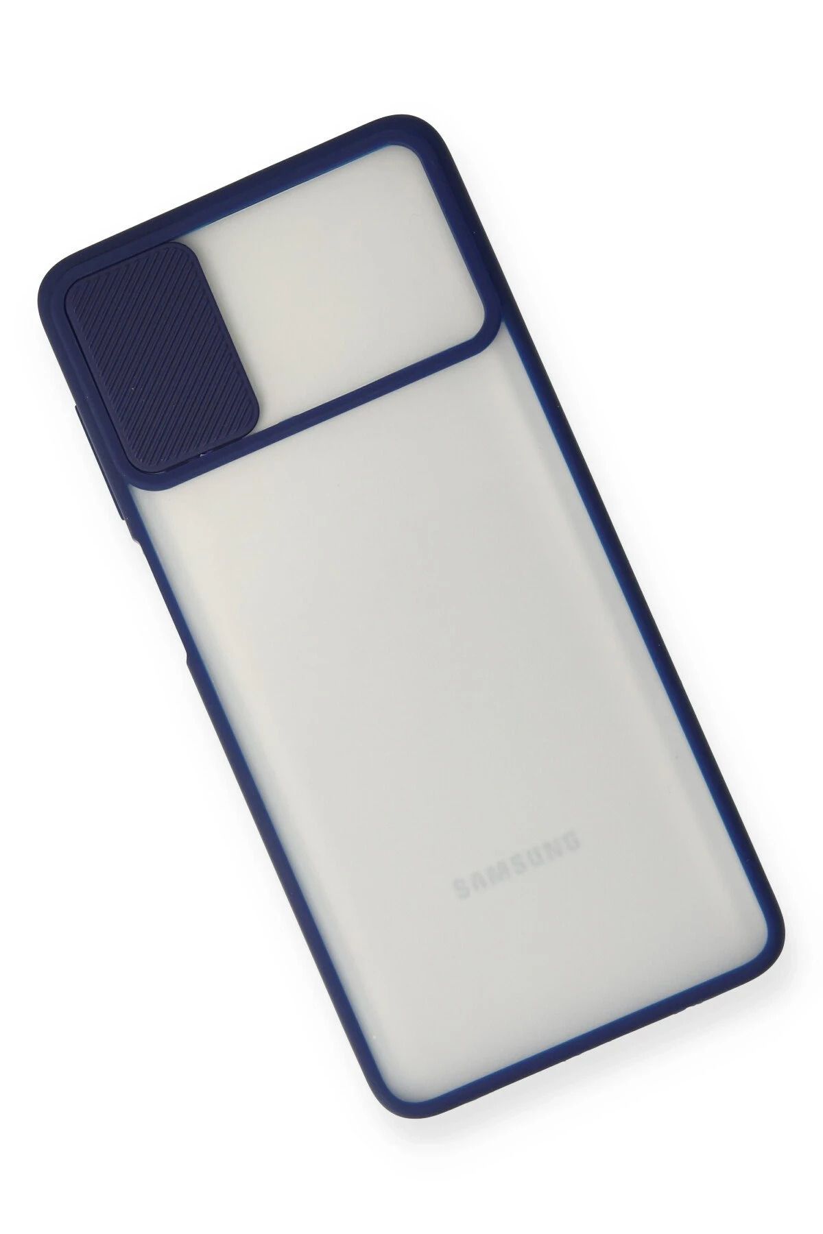 NewFace Samsung Galaxy M51 Kılıf Palm Buzlu Kamera Sürgülü Silikon - Lacivert WLZOR