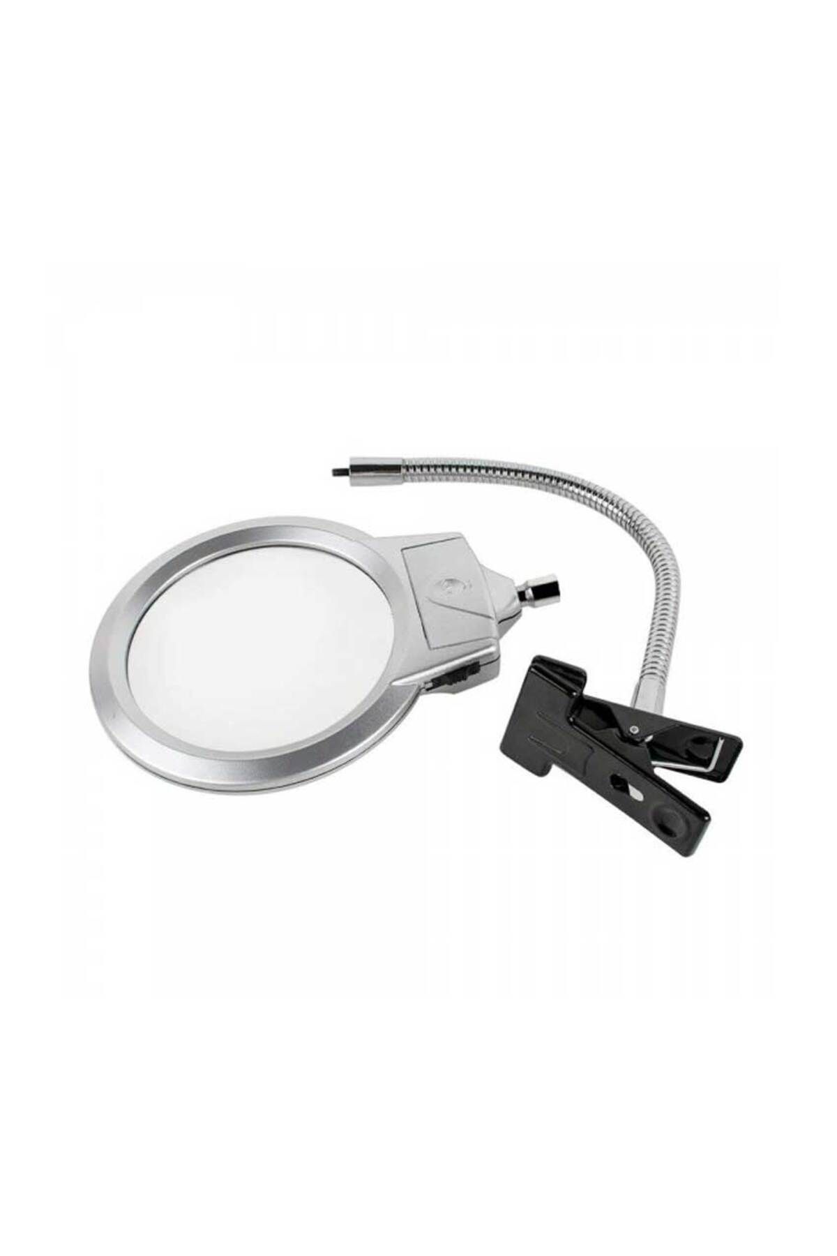 Easy Tedarik 2.5X130 Mm 5X24 Mm Led Aydınlatmalı Büyüteç Masa Üstü Metal Hortum Mandallı Mg15124-C