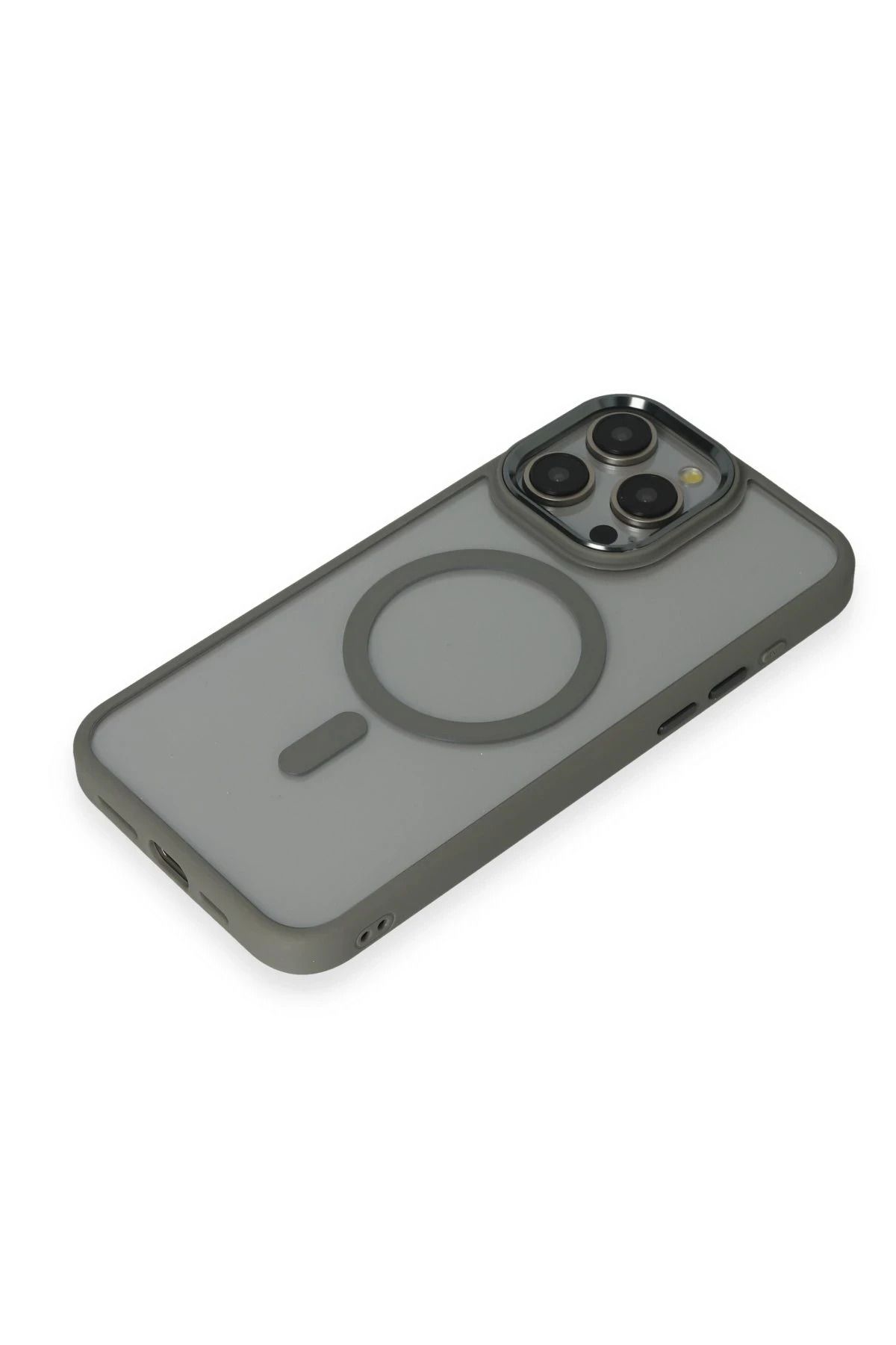 NewFace iPhone 15 Pro Max Kılıf Room Magneticsafe Silikon - Gri GLSTD