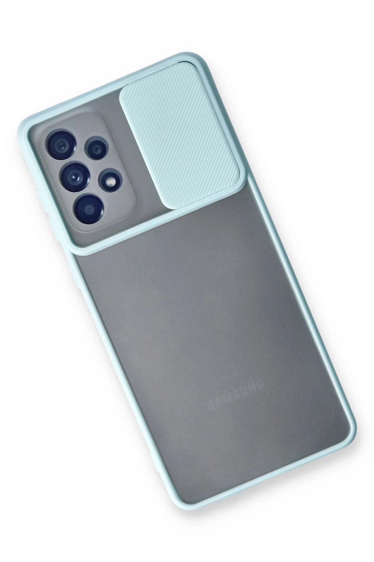 NewFace Samsung Galaxy A33 5G Kılıf Palm Buzlu Kamera Sürgülü Silikon - Turkuaz SVLRS