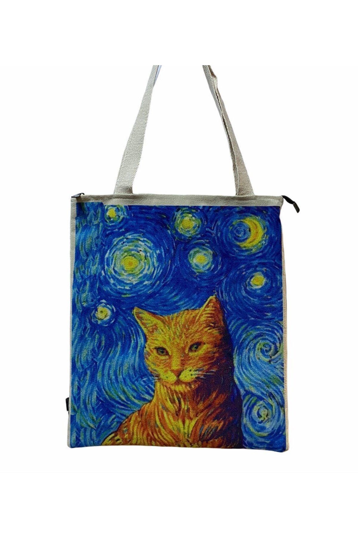 hepsipatili Cat at Night by Vincent Van Gogh Omuz Çantası 34 x 40 cm
