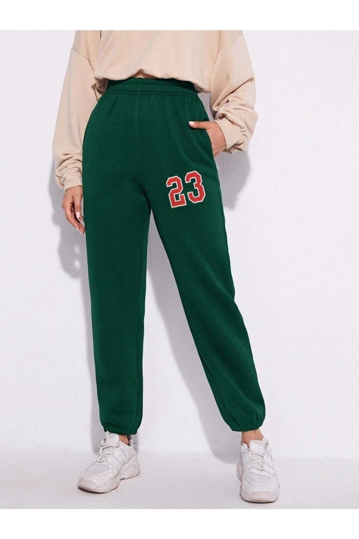 GIANTSTORE Kadın Yeşil 23 Baskılı Oversize Eşofman