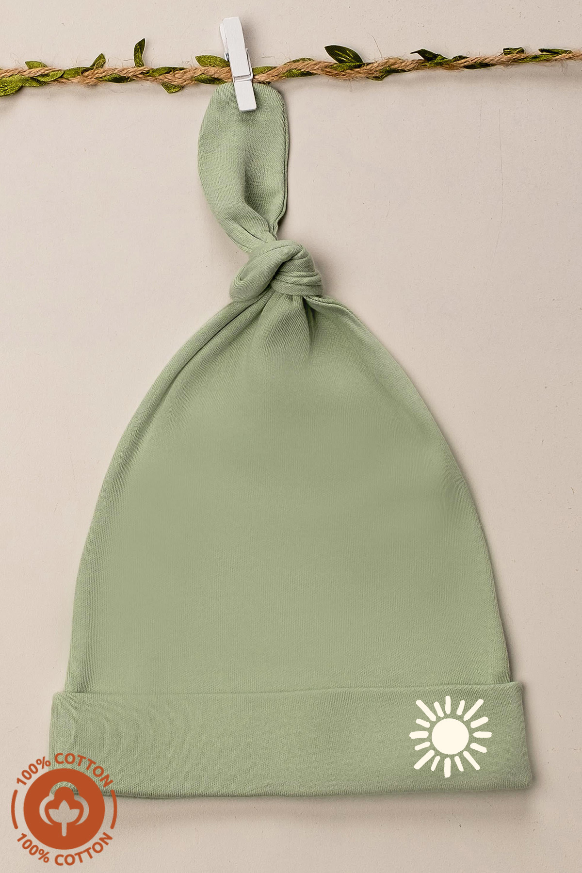 Miniel Unisex Bebek Güneş Baskılı Bağlamalı Penye Organik Pamuklu Yenidoğan 3Lü Bebek Bere Set fotoğrafı 2 (önizleme)