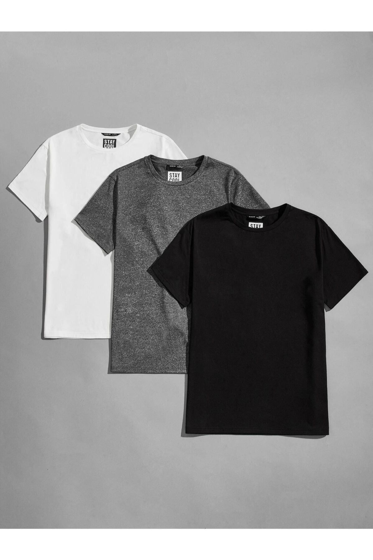 GIANTSTORE Unisex 3 Renkli Oversize Bisiklet Yaka Tshirt