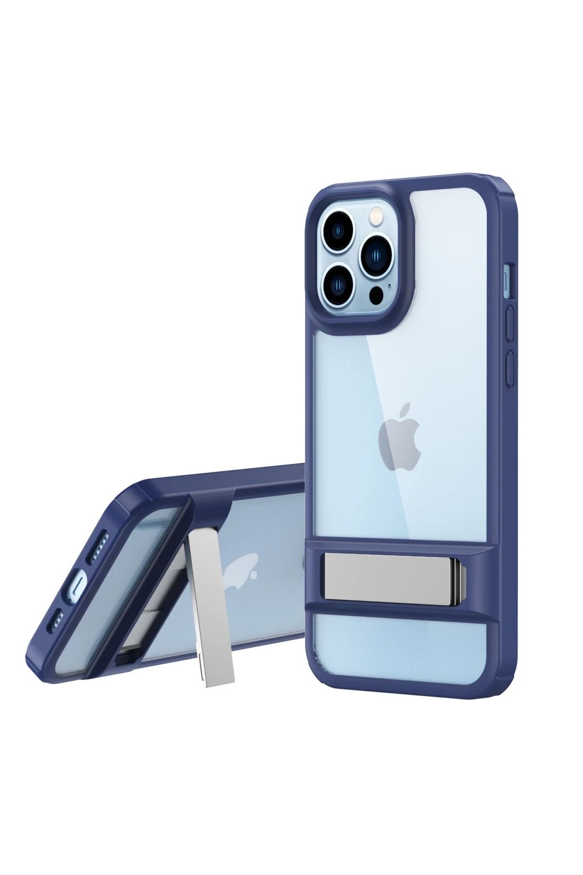 NewFace iPhone 13 Pro Max Kılıf Rolet Stand Kapak - Lacivert NRMSA