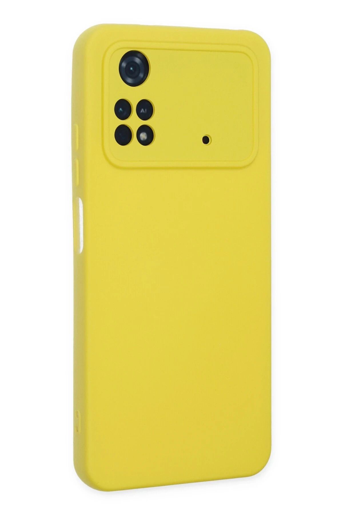 NewFace Xiaomi Poco M4 Pro 4G Uyumlu Kılıf Nano içi Kadife Silikon - Sarı GLSTD
