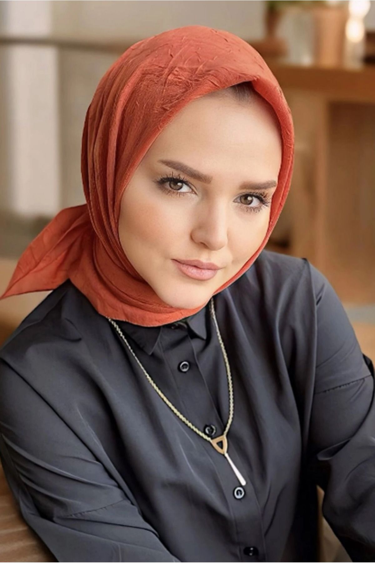 Tugchic Bags Kiremit Rengi Düz Desen Eşarp
