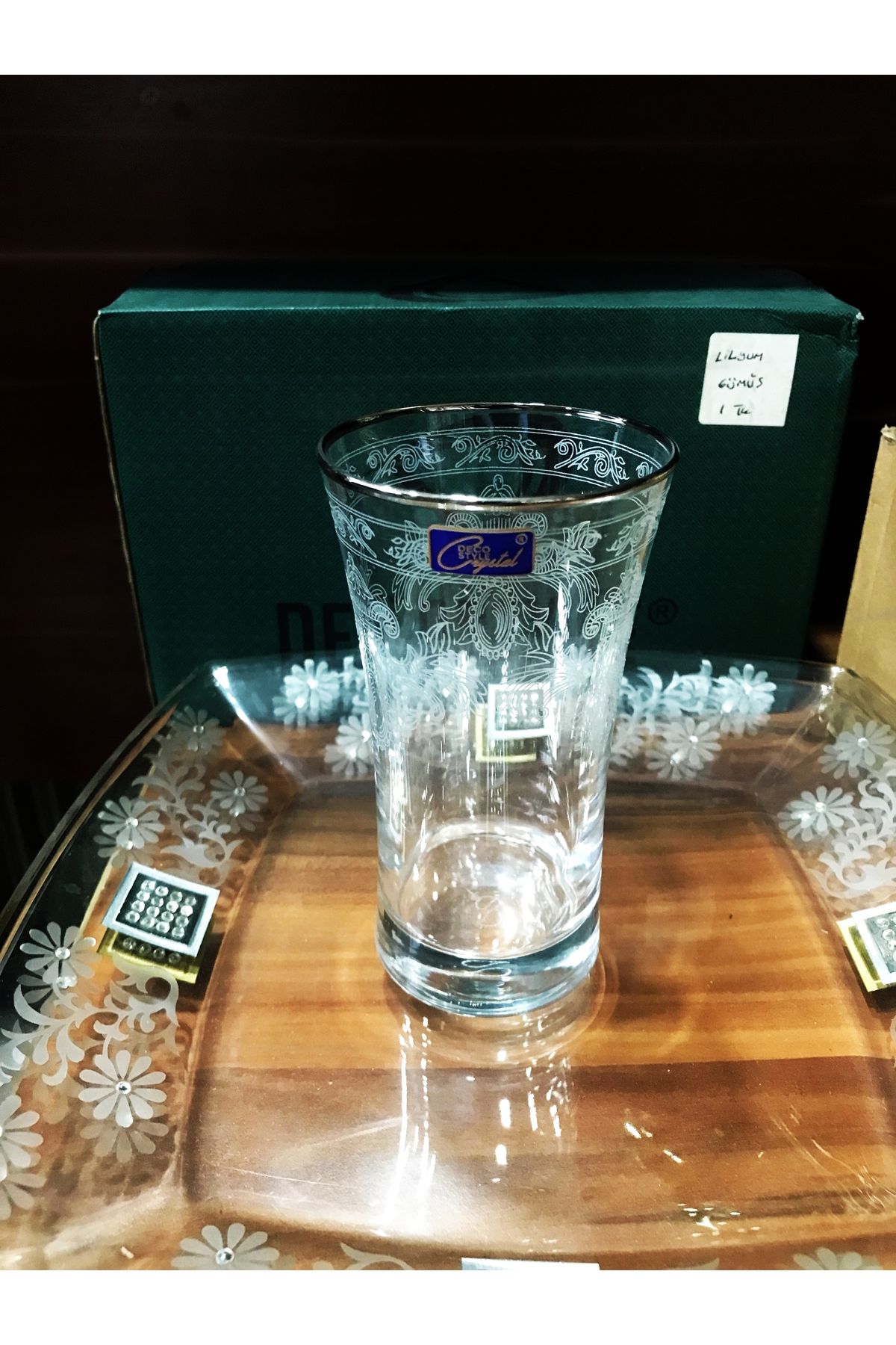 DECOSTYLE Ottoman gümüş Kaplama Paşabahçe Azur Lux meşrubat ve su bardağı 300cc