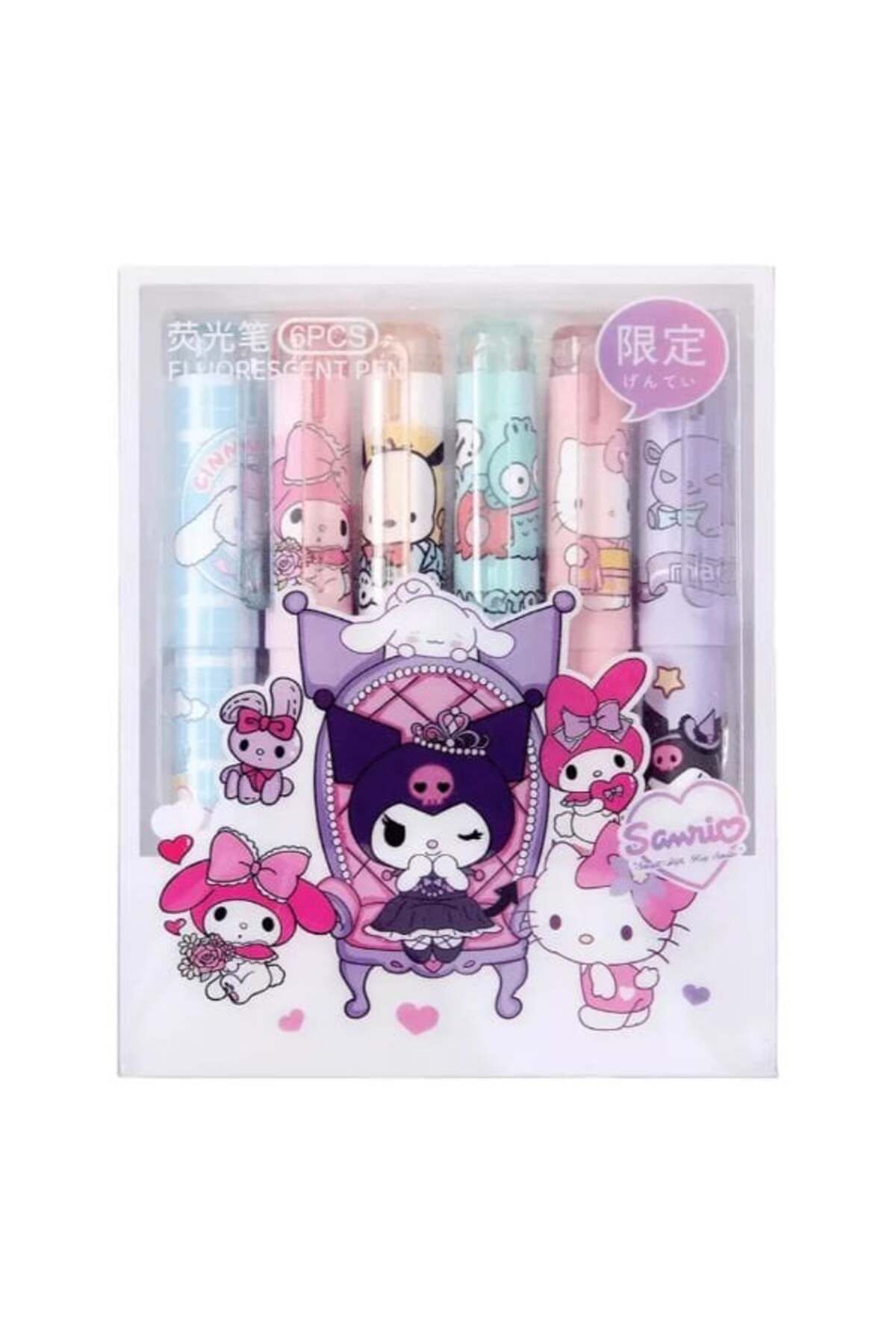 Vexahome 6'lı Fosforlu Kalem Seti - Hello Kitty Kuromi ve Arkadaşları