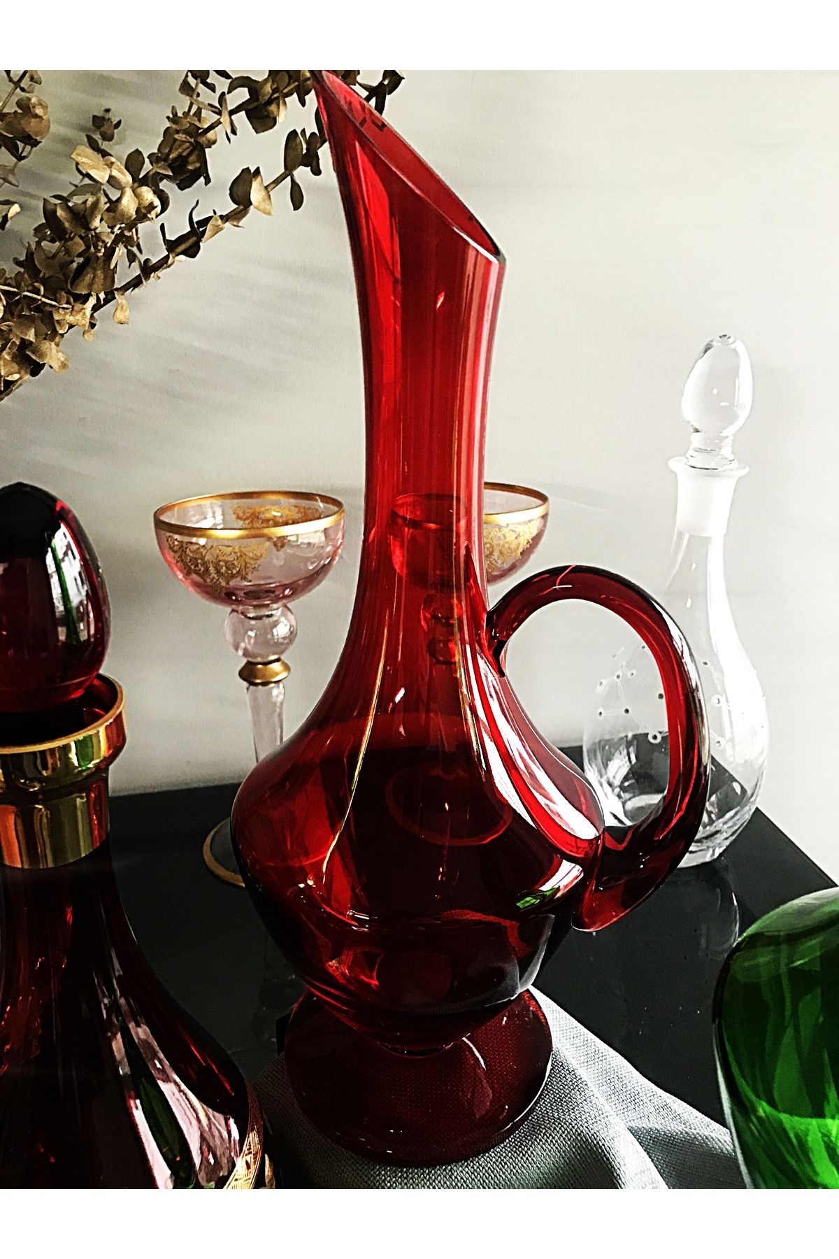 DECOSTYLE Paşabahçe El Işçiliği transparan renkli (karaf, Sürahi) 1.500cc EL yapımı denizli cam