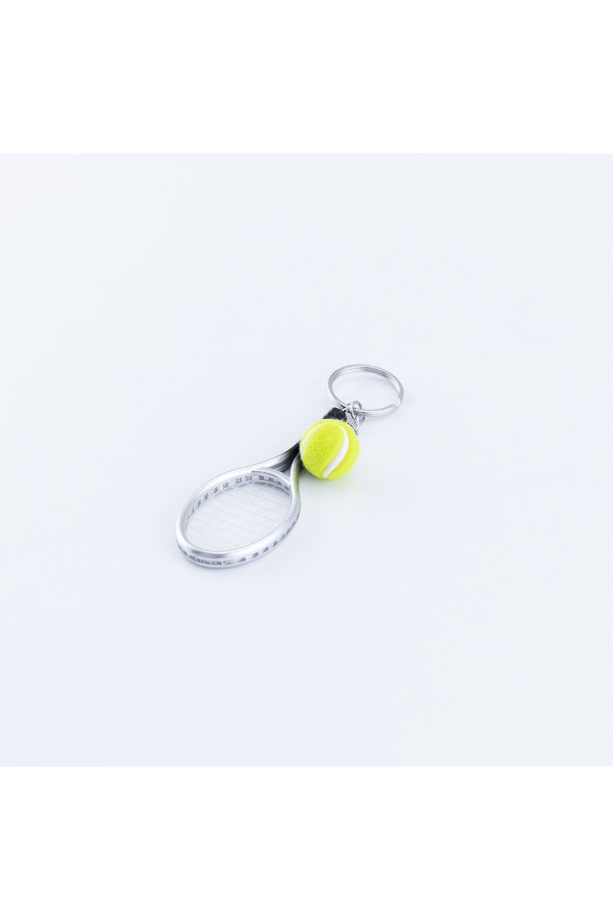 Bimotif Gri raket ve tenis topu anahtarlık