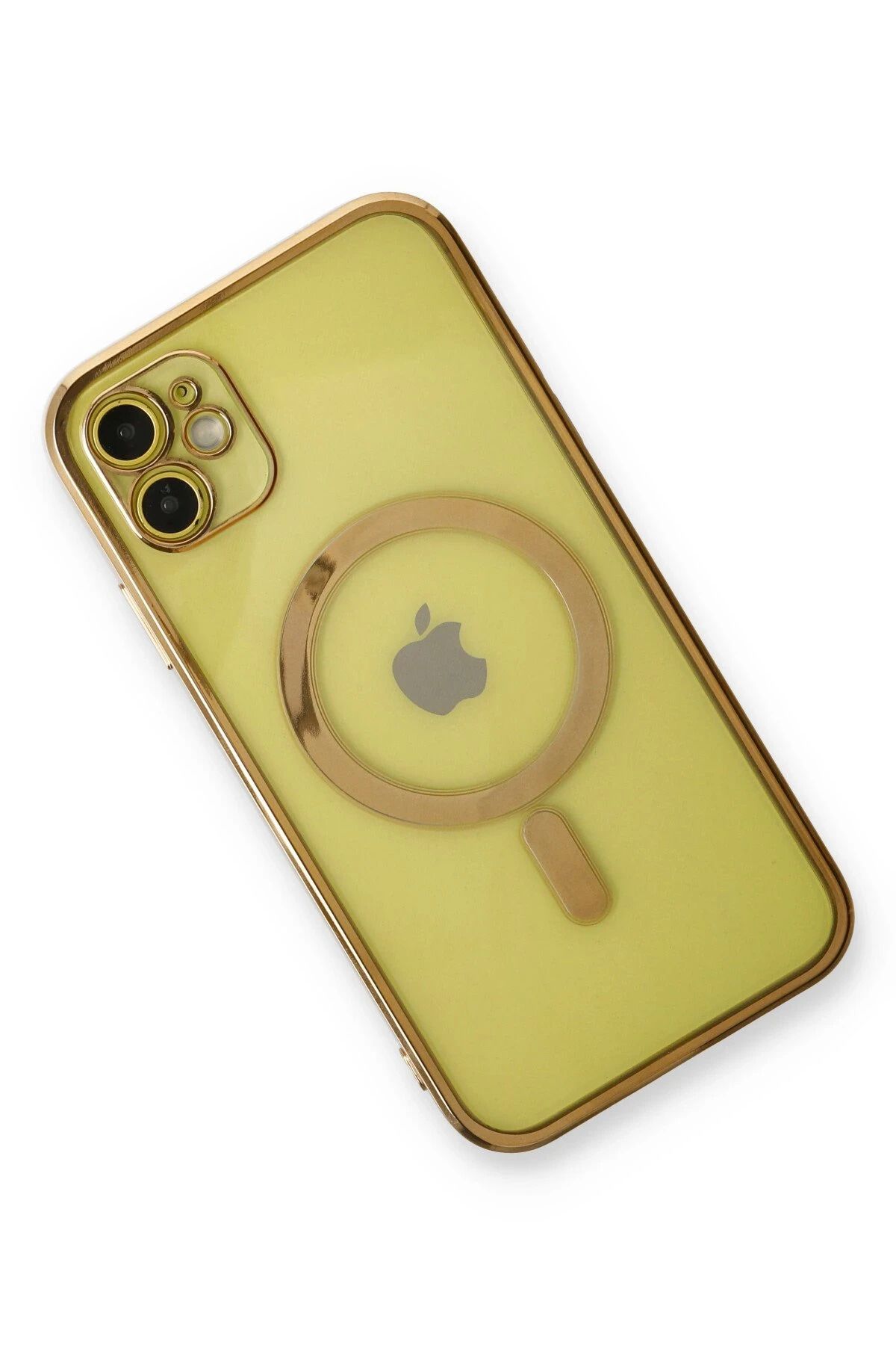 NewFace iPhone 12 Kılıf Magneticsafe Lazer Silikon - Gold SVLRS