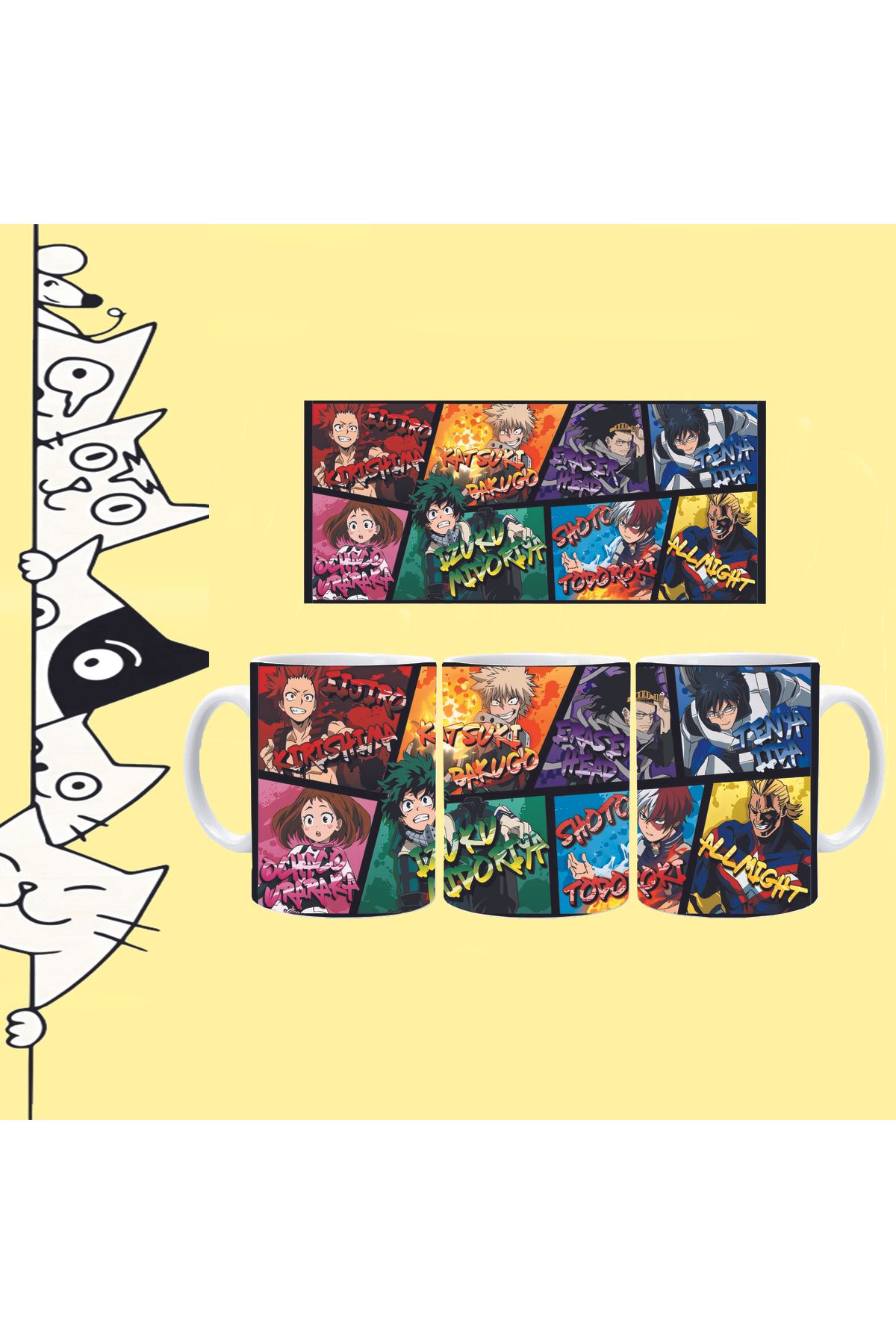Olympus plus ANİME MY HERO ACADEMİA KARAKTER TASARIM FULL BASKILI BEYAZ KUPA BARDAK