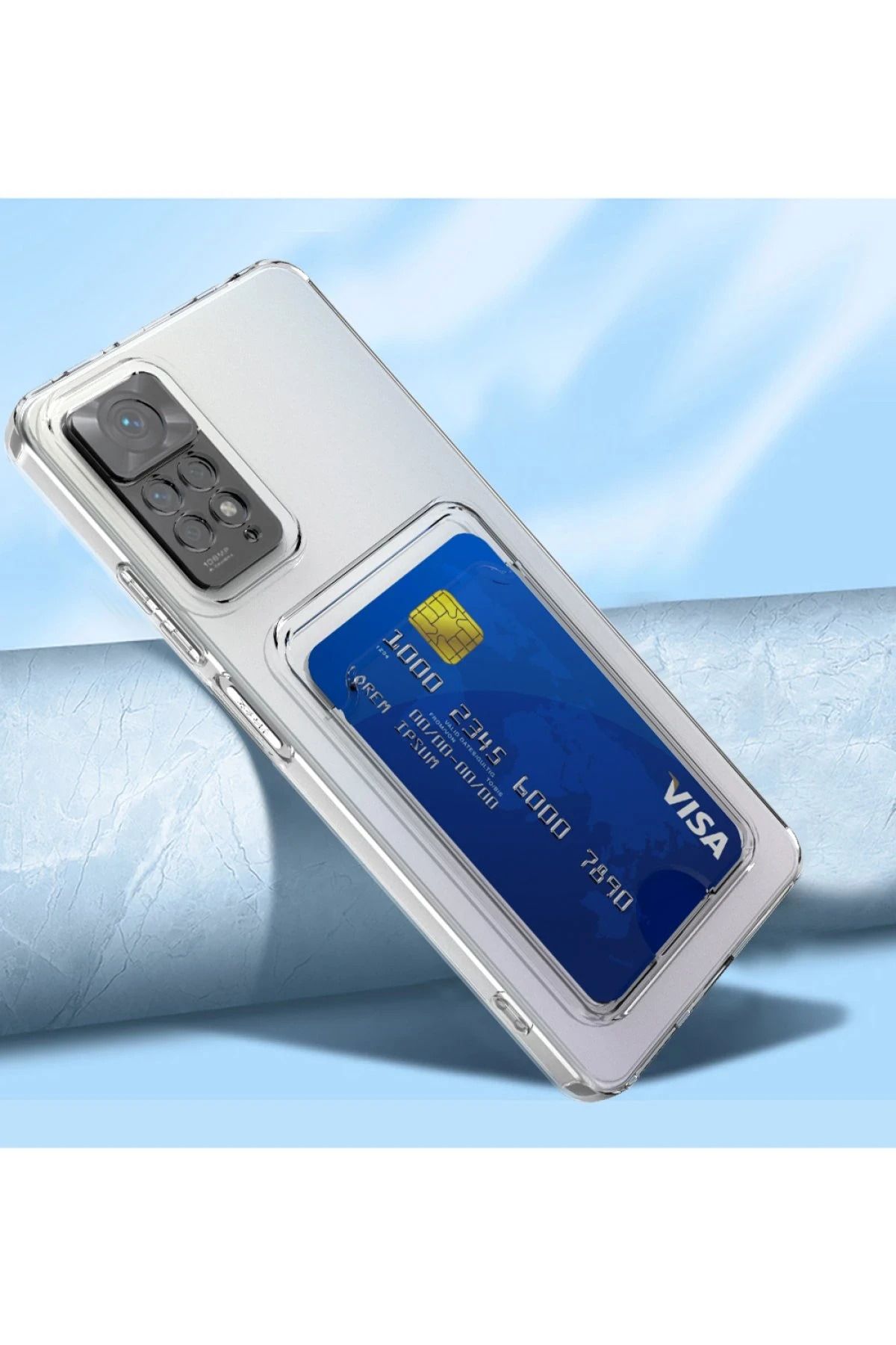 NewFace Xiaomi Redmi Note 11 Kılıf Kart Şeffaf Silikon - Şeffaf SVLRS