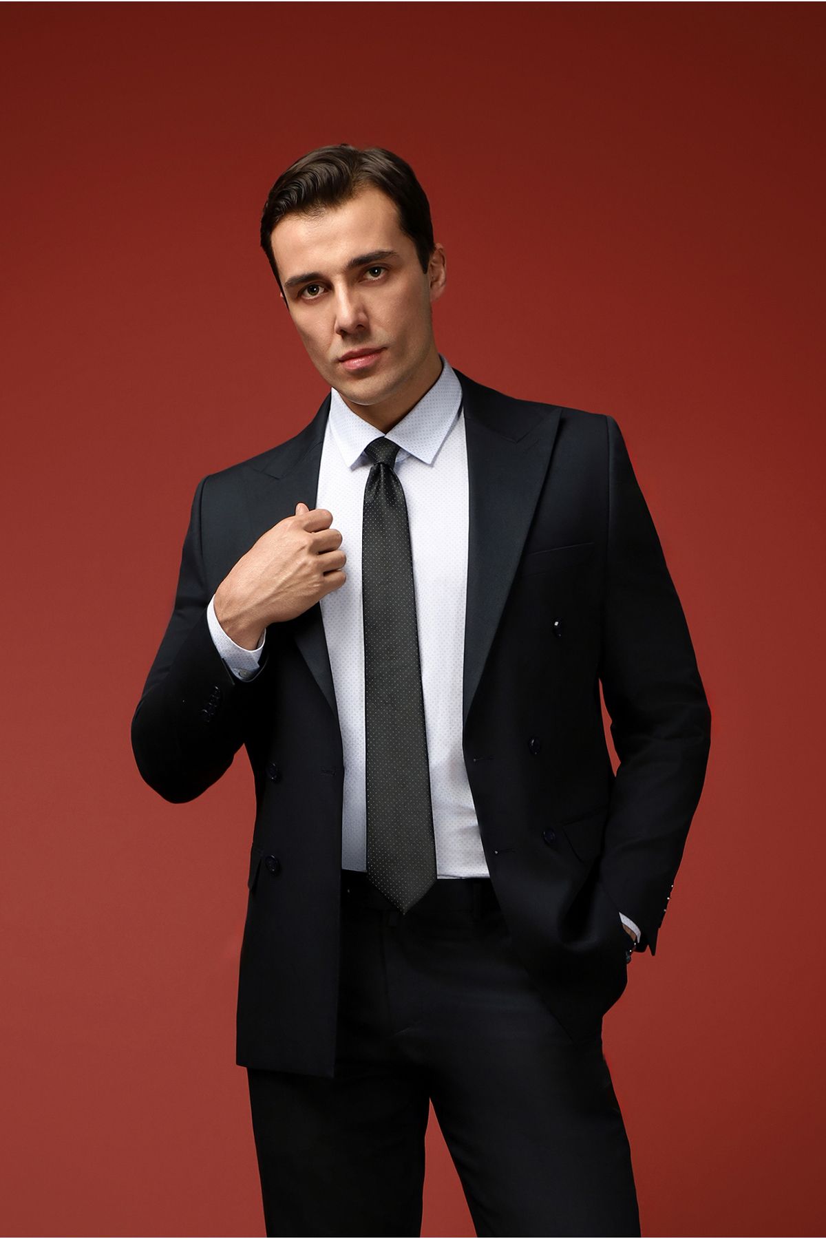 Kiğılı Uzun Kol Slim Fit Dar Kesim Baskılı Pamuk Gömlek