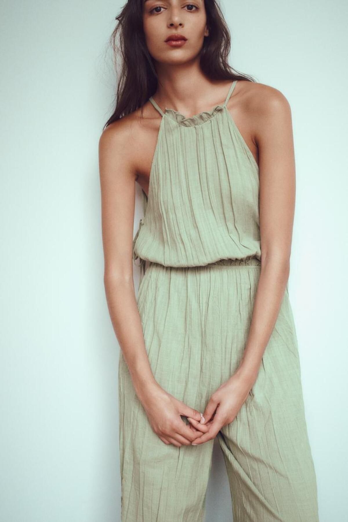 Butik Allbucks Zara, Buruşuk Efektli Rustik Tulum Abzra1532