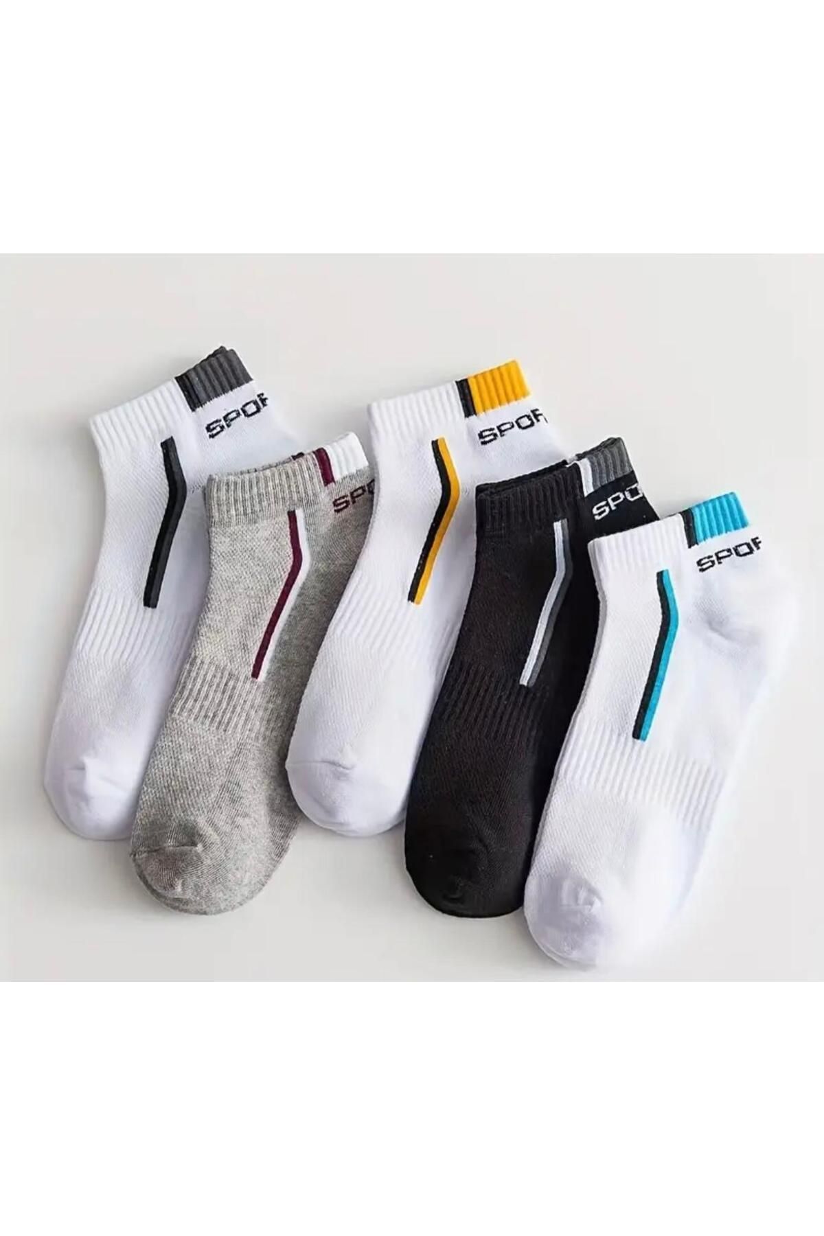 HTC SOCKS 5 Çift Unisex Terletmez Sport Yazılı Patik Çorap Kısa Bilek Çorap