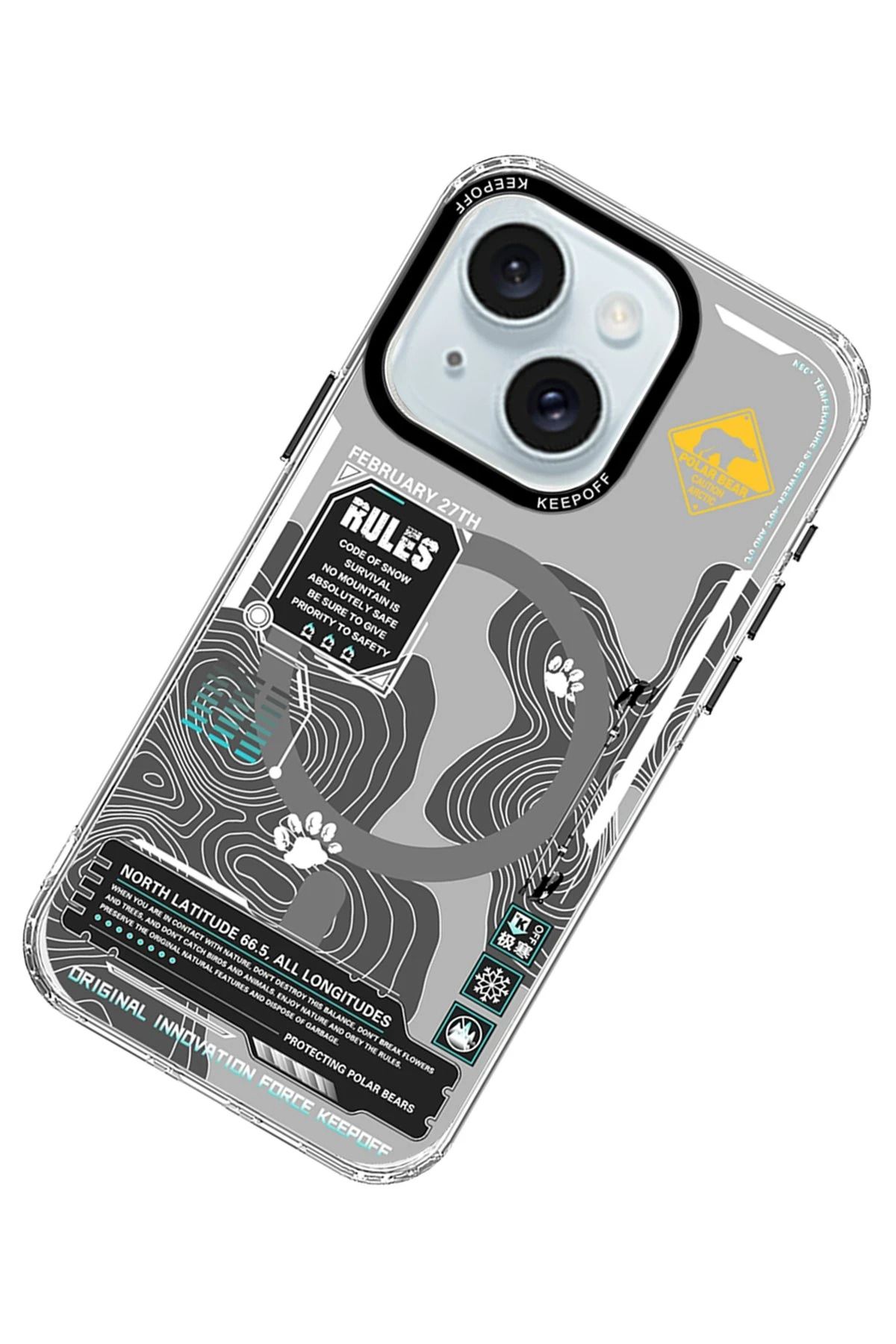 Keep Off iPhone 15 Map Magsafe Kapak - Snowfield SVLRS