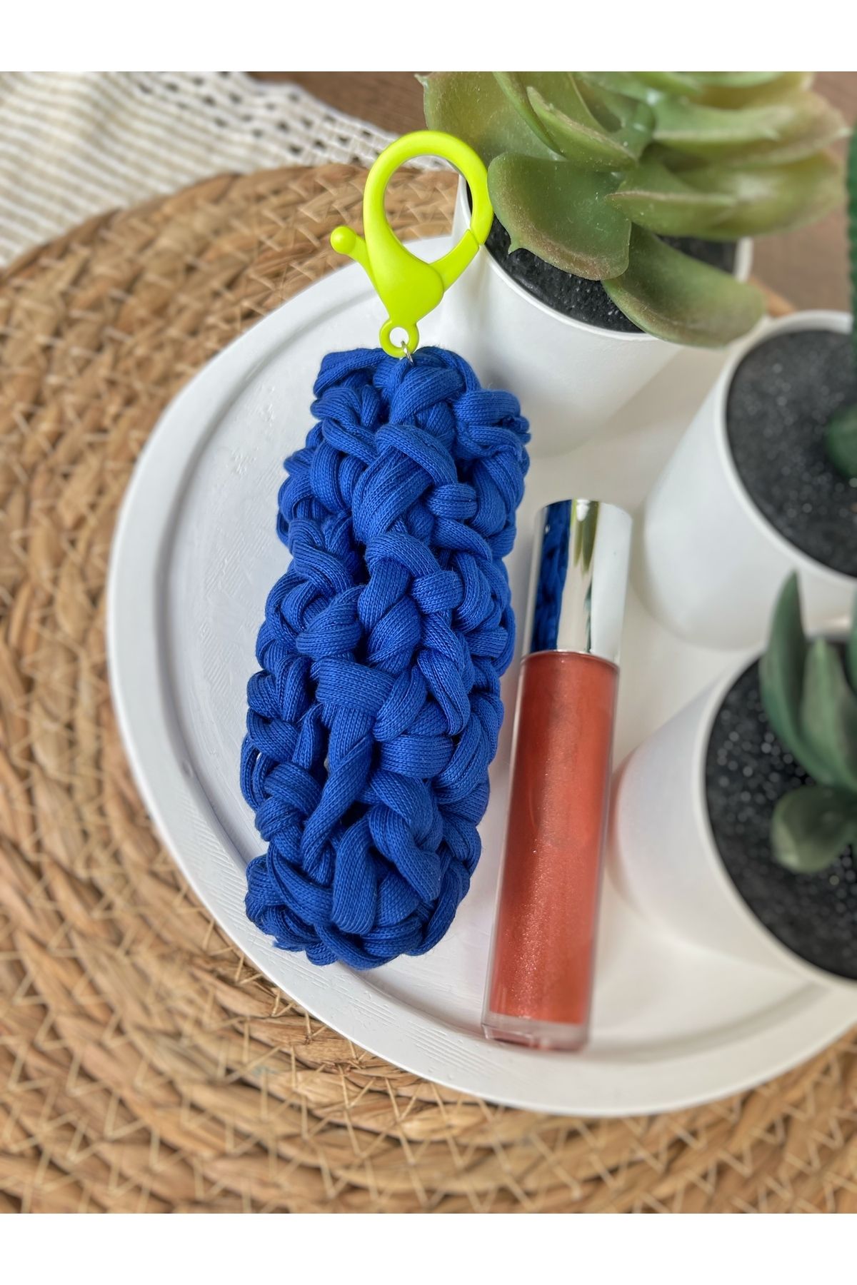 Poshy Atelier Örgü Lip Gloss Balm Kılıfı Çantası Anahtarlık Çanta Aksesuarı El Yapımı Hediyelik